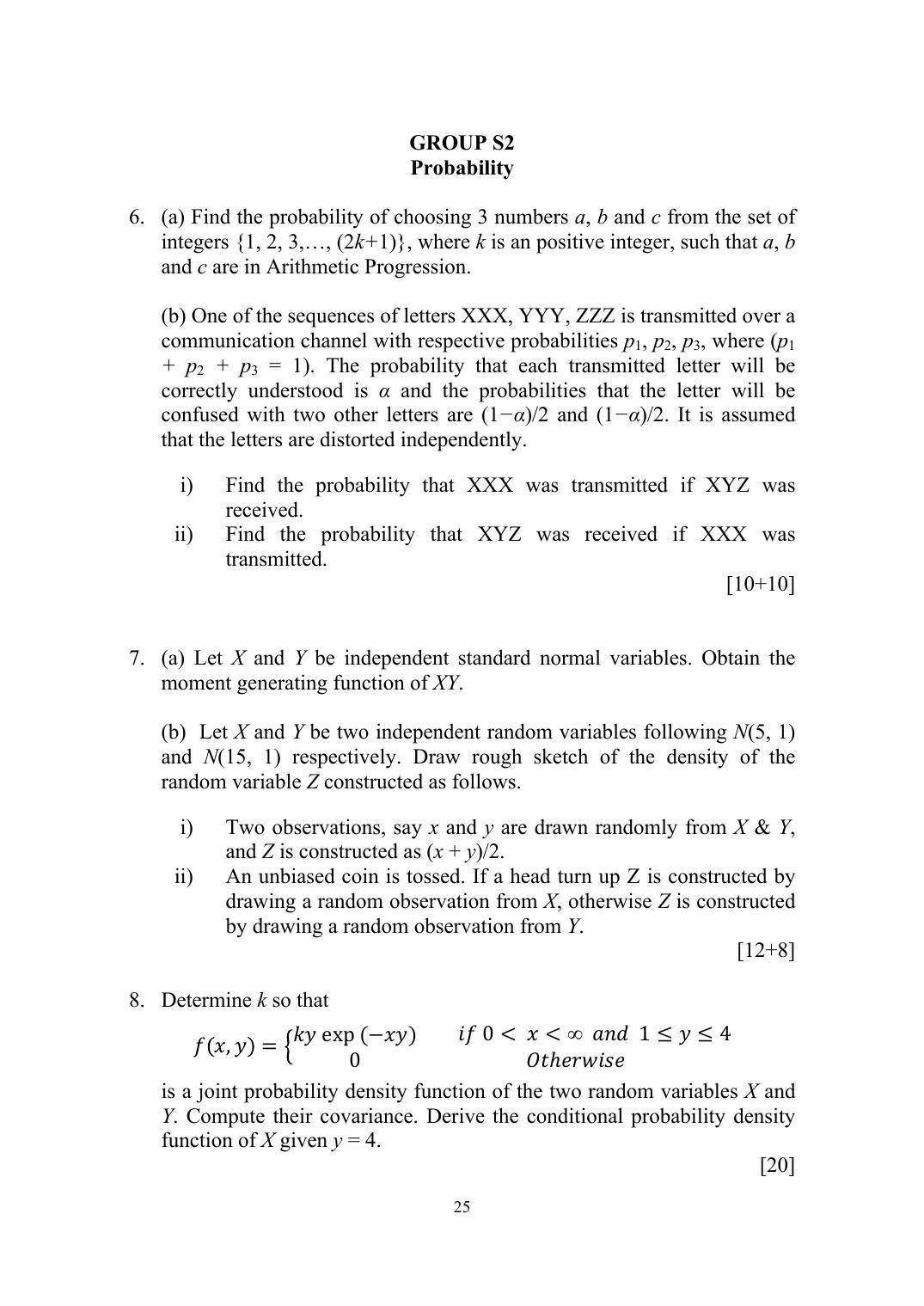 ISI Admission Test M.Tech (QROR) PQB 2015 Sample Paper - Page 25