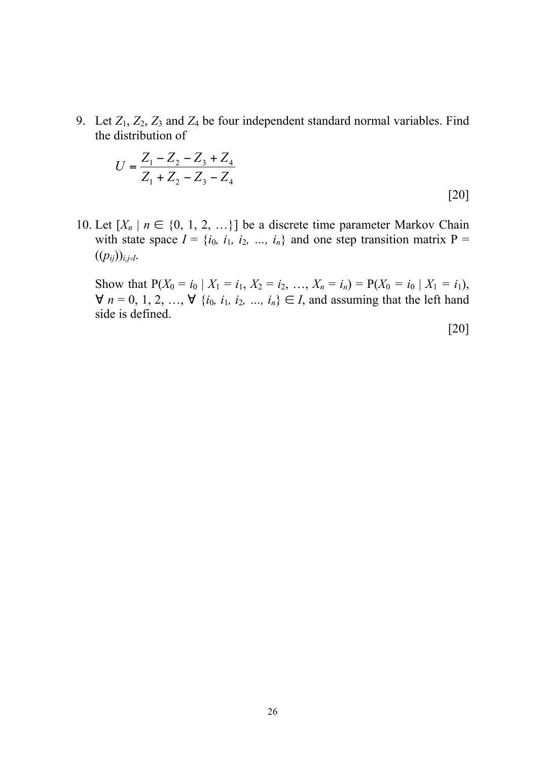 ISI Admission Test M.Tech (QROR) PQB 2015 Sample Paper - Page 26