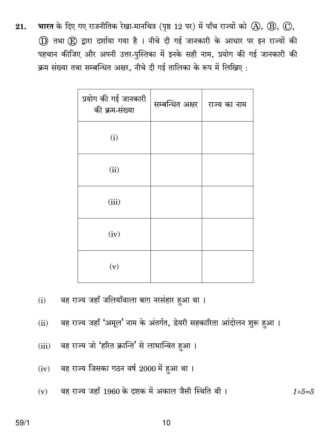 CBSE Class 12 59-1 POLITICAL SCIENCE 2018 Question Paper - Page 10