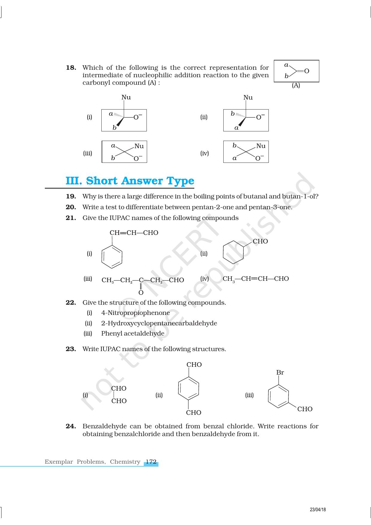 NCERT Exemplar Class 12: Chemistry - Aldehydes, Ketones and Carboxylic Acids - Page 5