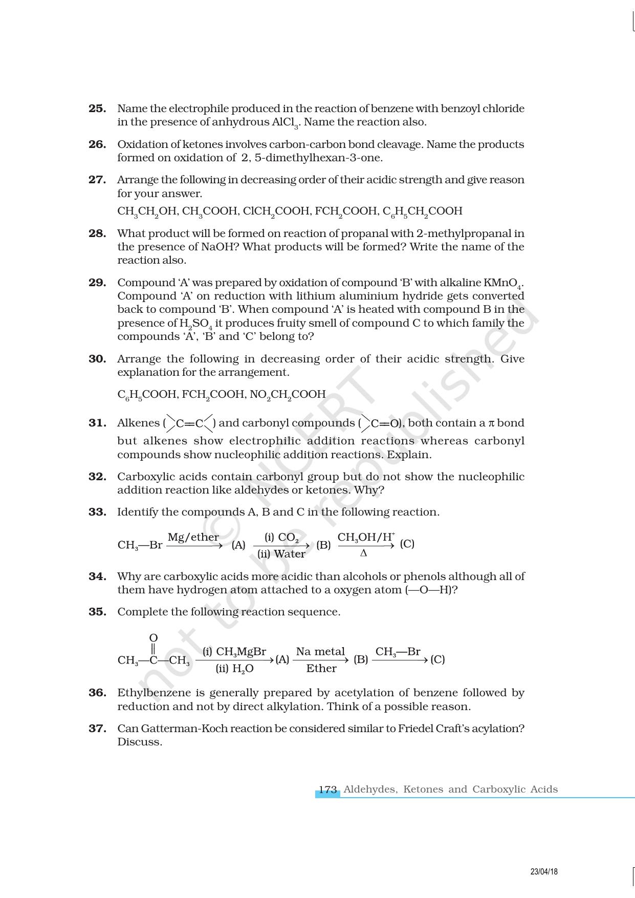 NCERT Exemplar Class 12: Chemistry - Aldehydes, Ketones and Carboxylic Acids - Page 6