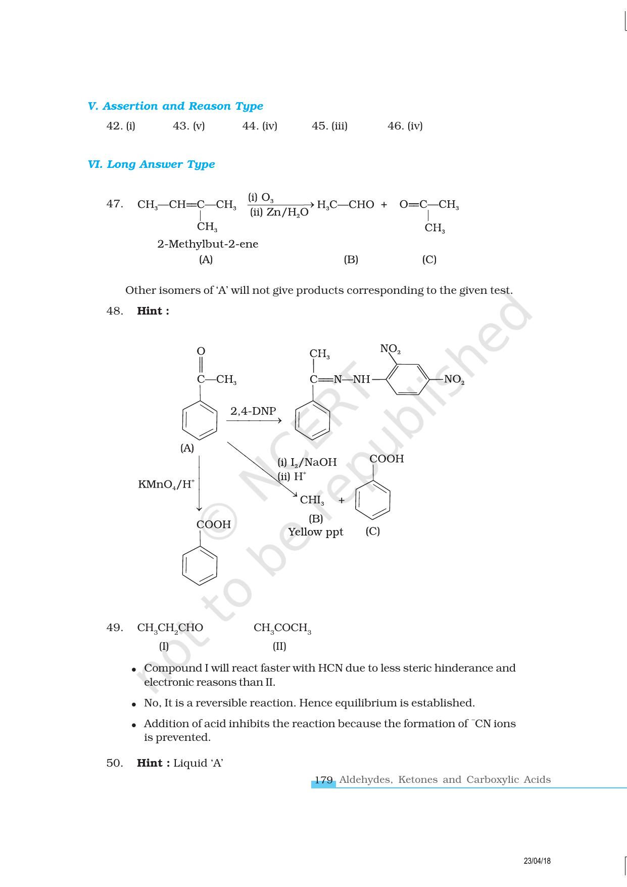 NCERT Exemplar Class 12: Chemistry - Aldehydes, Ketones and Carboxylic Acids - Page 12