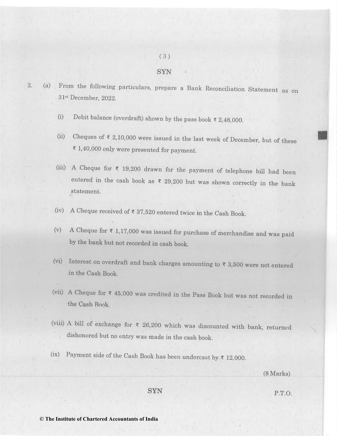 CA Foundation December 2023 Question Paper - Paper 1 (Principles and Practice of Accounting) - Page 3