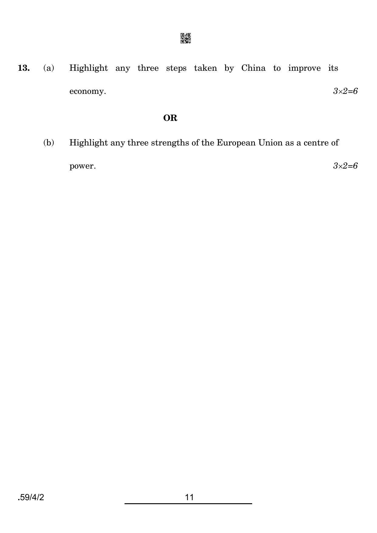 CBSE Class 12 59-4-2 Political Science 2022 Question Paper - Page 11