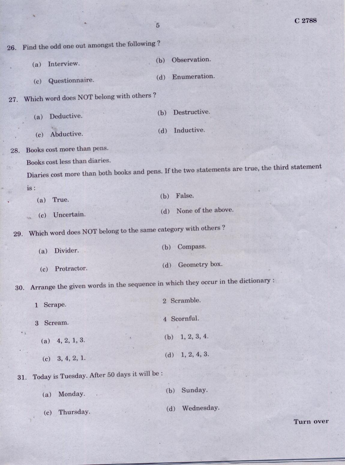 CUCAT 2021 M.Lib.I.Sc Question Paper - Page 5