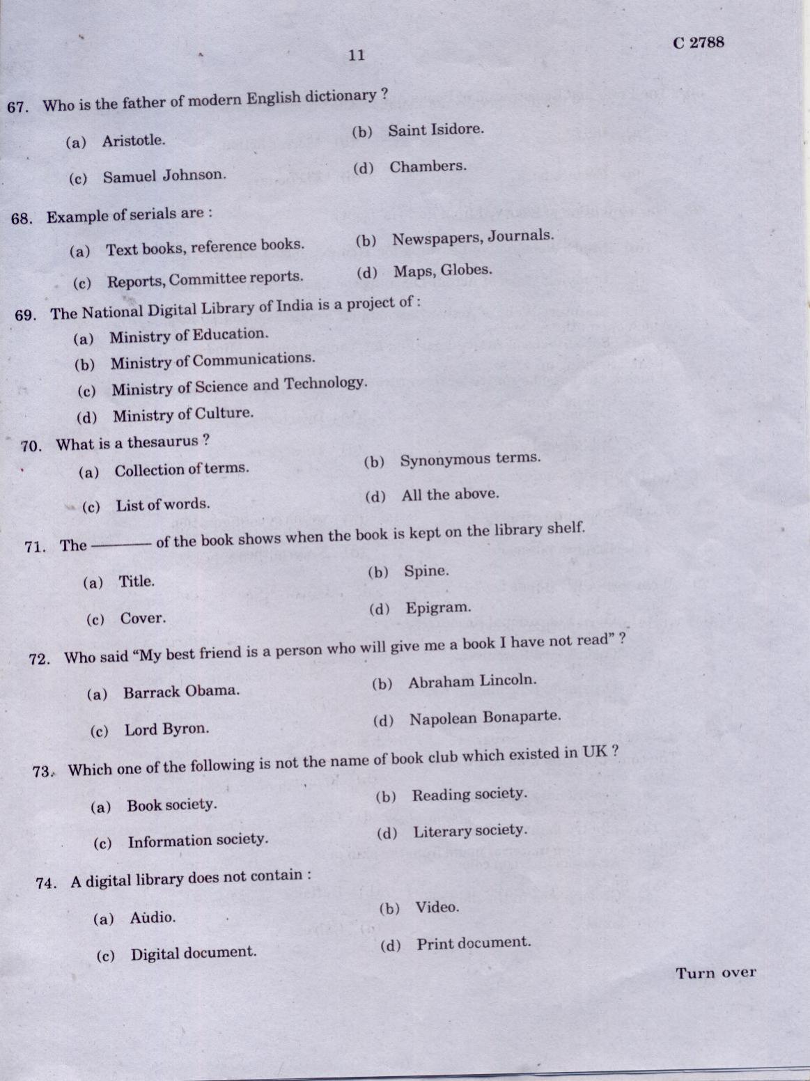 CUCAT 2021 M.Lib.I.Sc Question Paper - Page 11