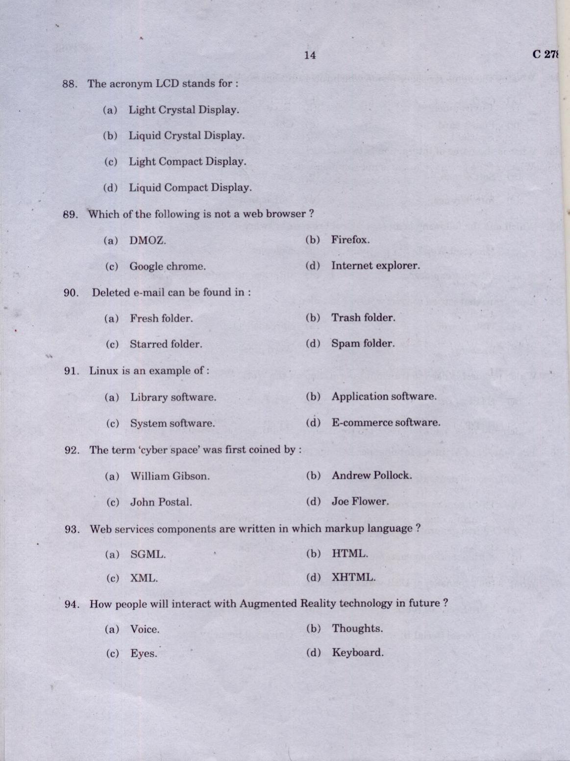 CUCAT 2021 M.Lib.I.Sc Question Paper - Page 14