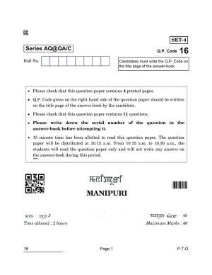 CBSE Class 10 16 Manipuri 2022 Compartment Question Paper