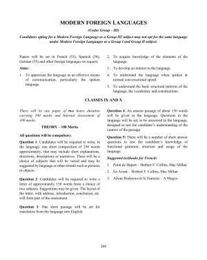ICSE Modern Foreign Languages (Group III) Syllabus