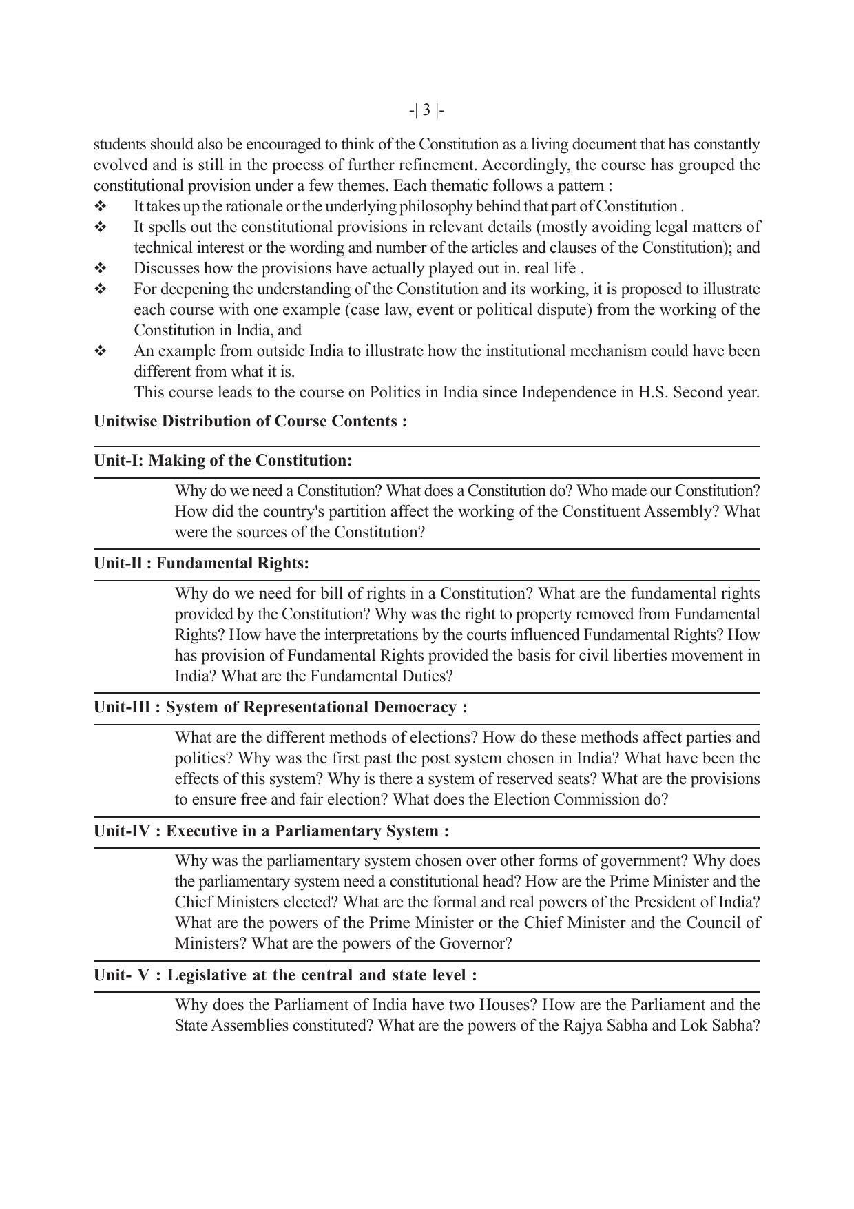 AHSEC 1st Year Political Science Syllabus - Page 3