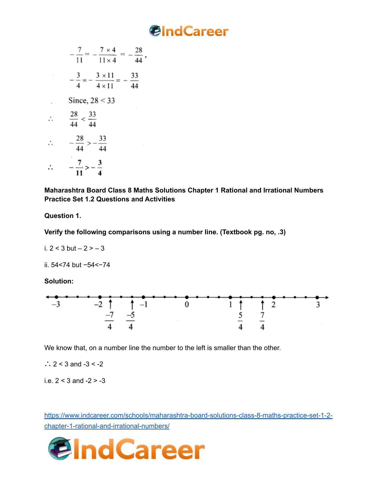 Maharashtra Board Solutions Class 8-Maths (Practice Set 1.2): Chapter 1- Rational and Irrational Numbers - Page 6