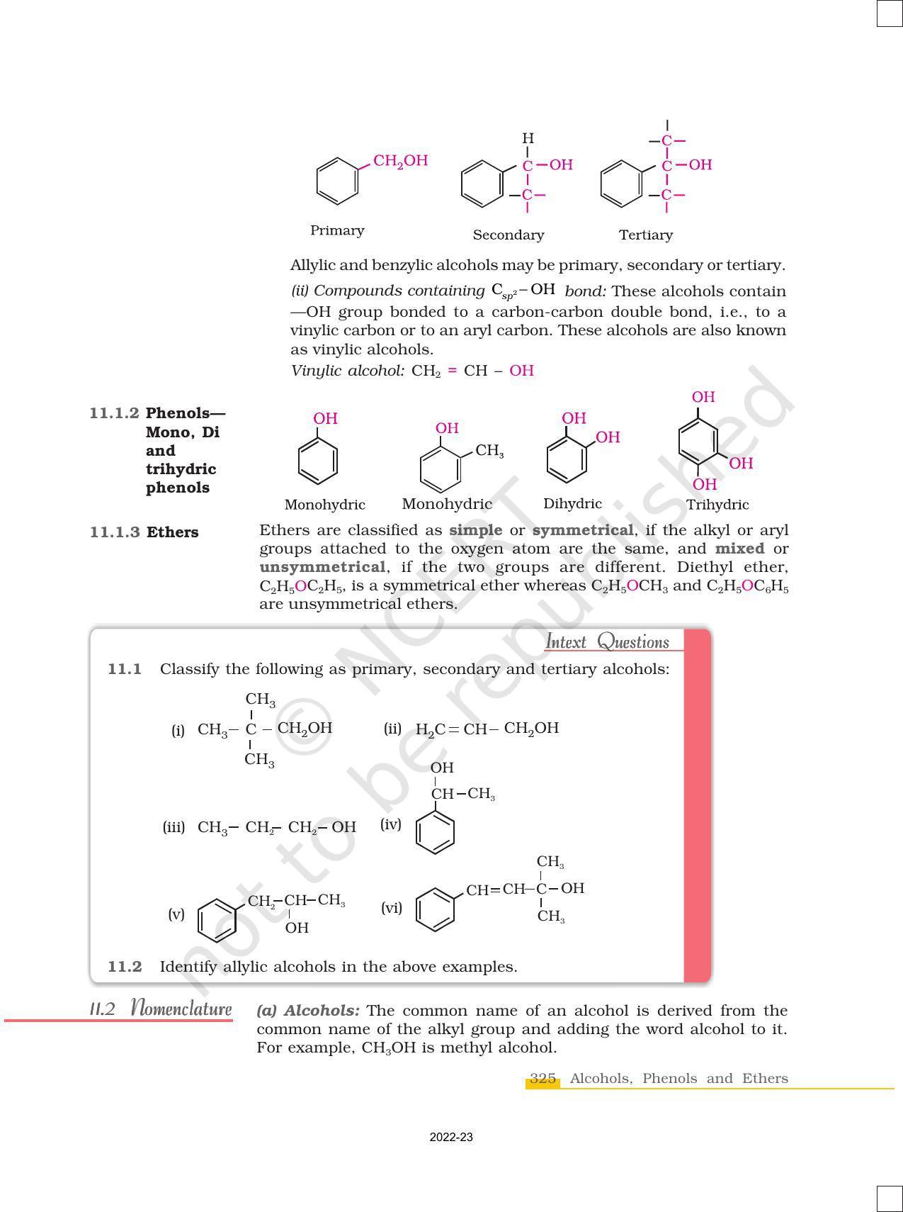 NCERT Book for Class 12 Chemistry Chapter 11 Alcohols Phenols and Ether - Page 3