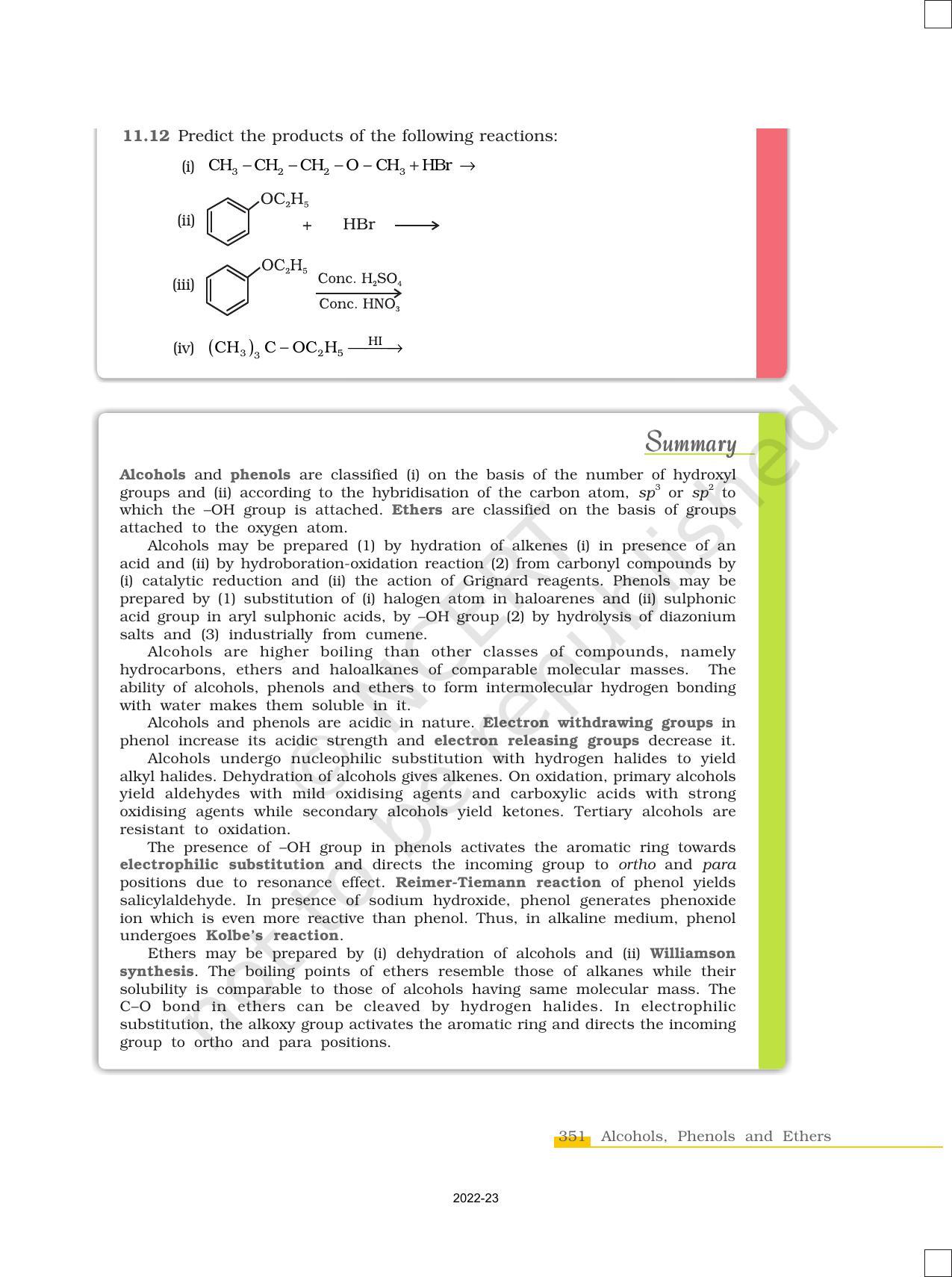 NCERT Book for Class 12 Chemistry Chapter 11 Alcohols Phenols and Ether - Page 29
