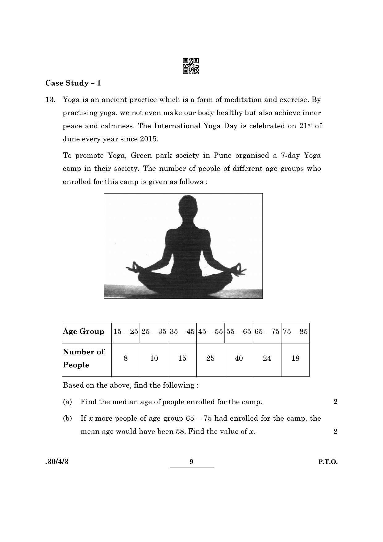 CBSE Class 10 Maths (30/4/3 - SET III) 2022 Question Paper - Page 9