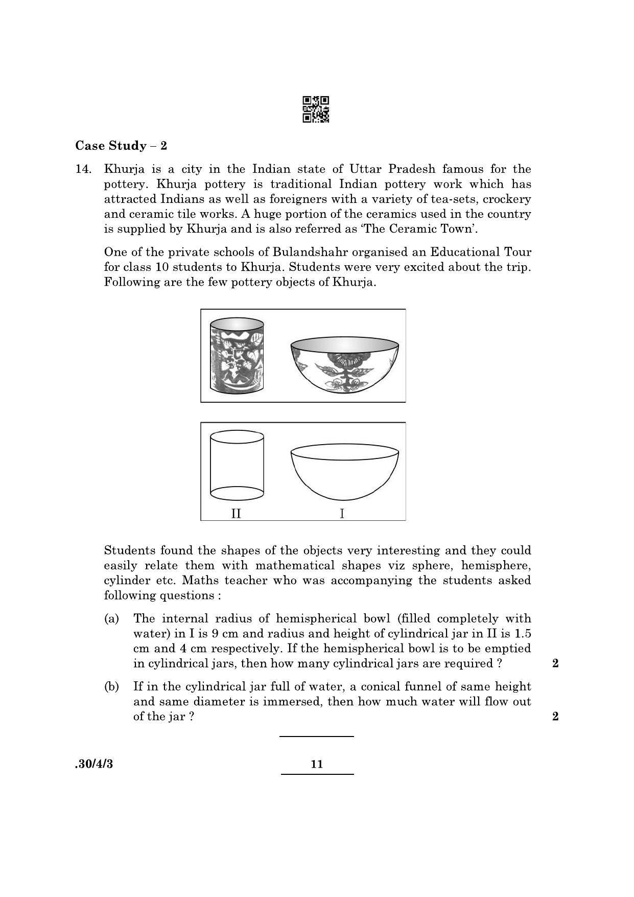 CBSE Class 10 Maths (30/4/3 - SET III) 2022 Question Paper - Page 11