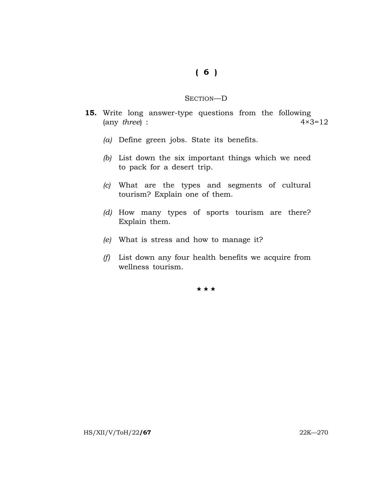 Meghalaya Board (MBOSE) Class 12 TOURISM AND HOSPITALITY (HS_XII_A. Sc. Com_TOH_22) 2022 Question Paper - Page 6