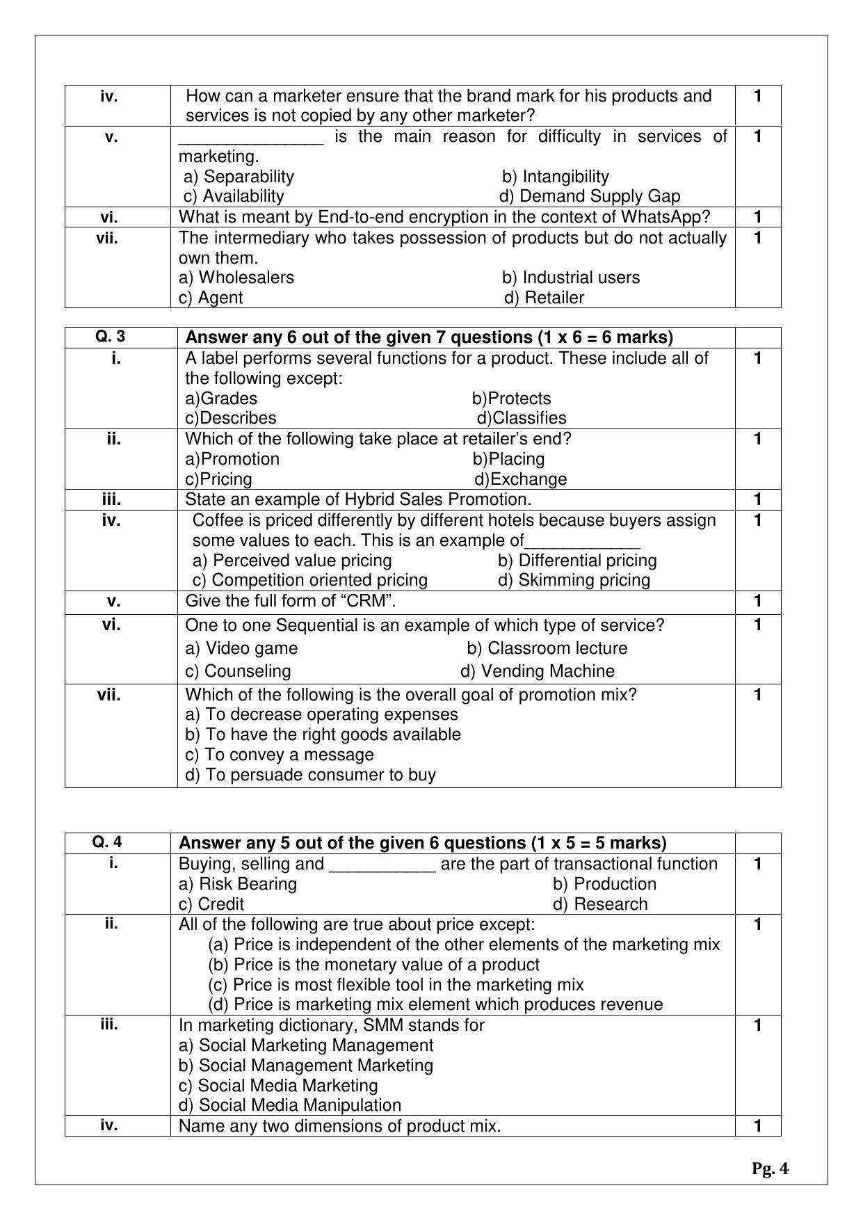 CBSE Class 12 Marketing (Skill Education) Sample Papers 2023 - Page 4