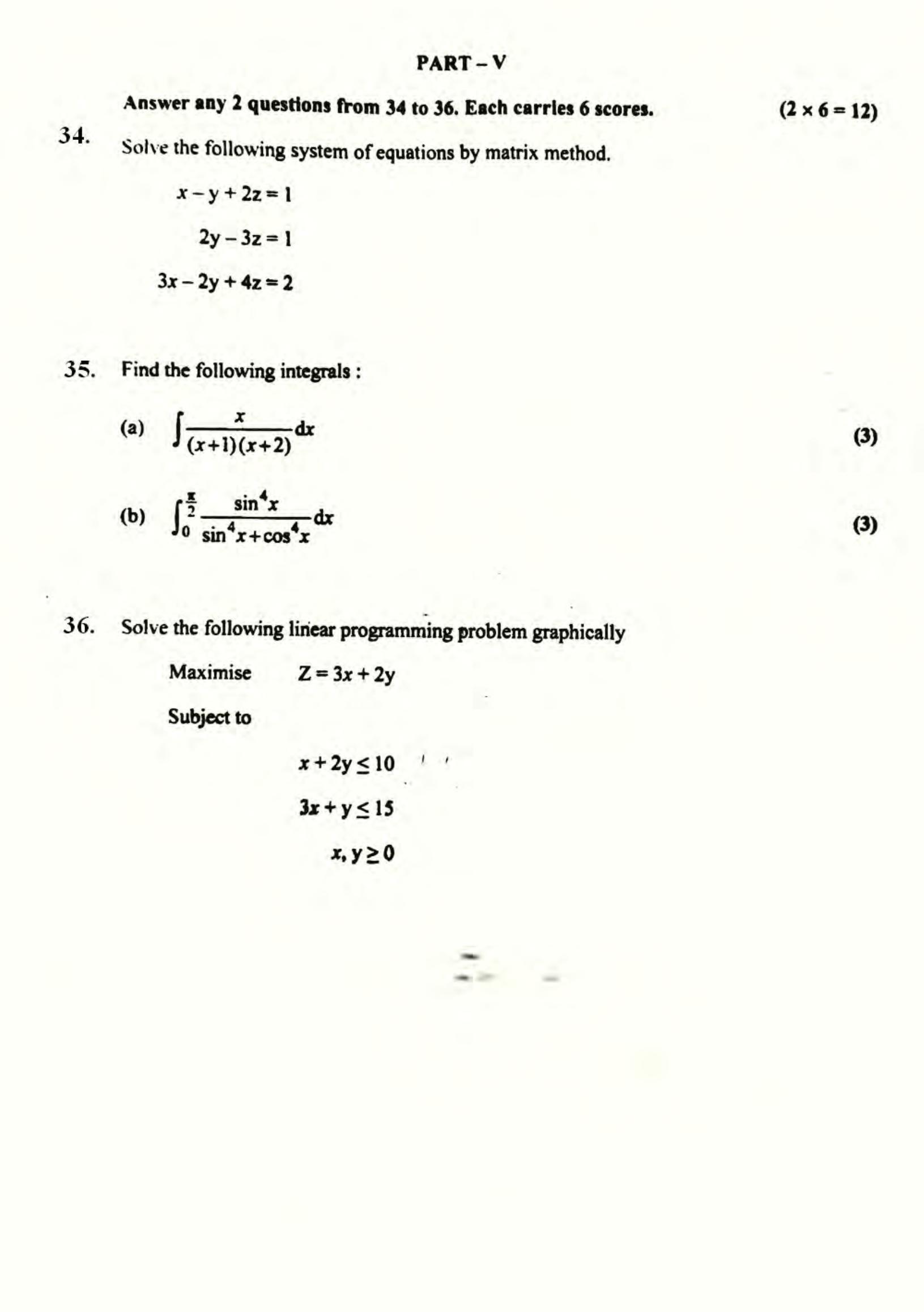 Kerala Plus Two 2022 Maths (Science) Question Paper                  - Page 10