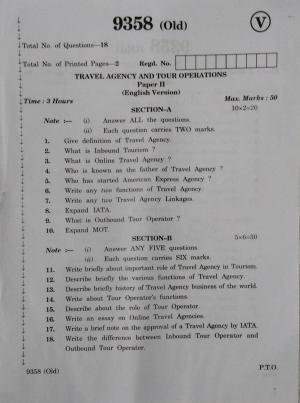 AP Inter 2nd Year Travel Agency and Tour Operations-II (old) March-2020-Vocational Question Paper