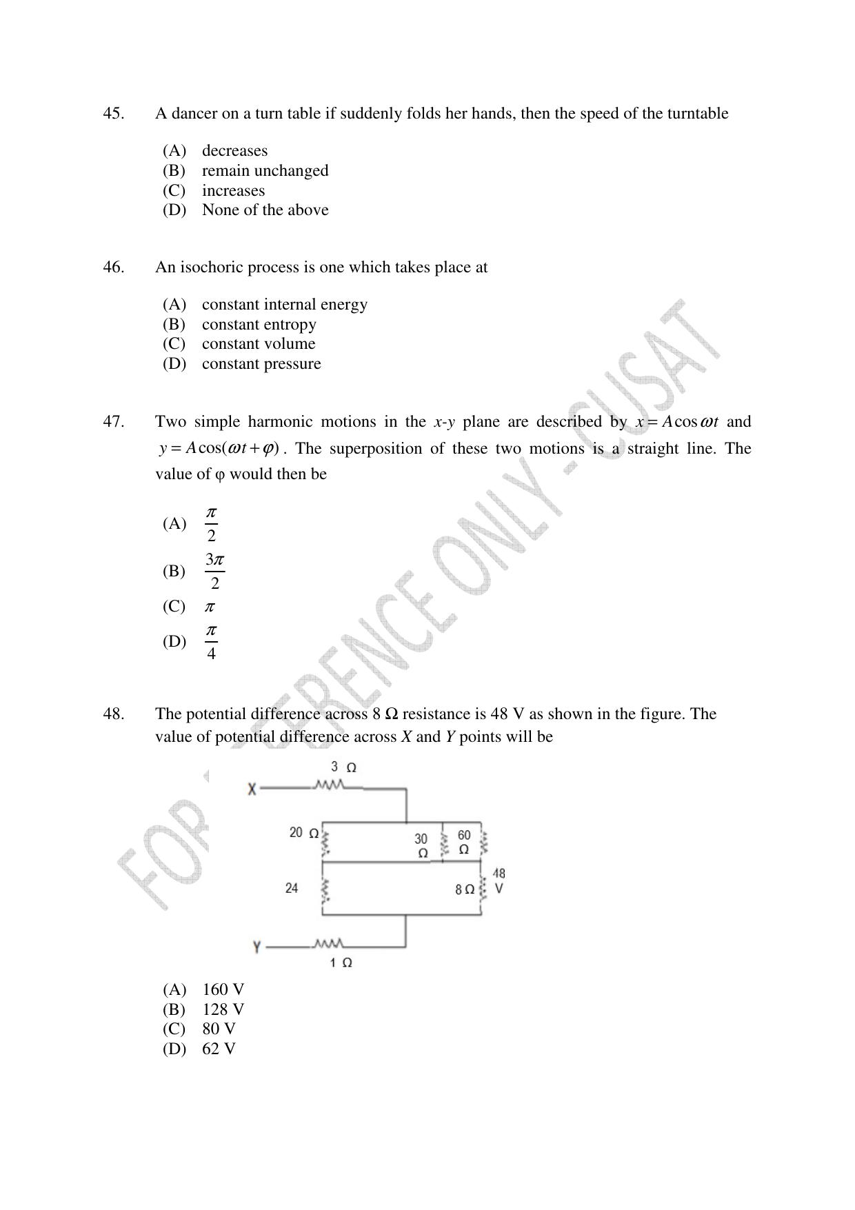 CUSAT CAT 2023 Test For Physics Chemistry Mathematics Shift IV Question Paper - Page 11