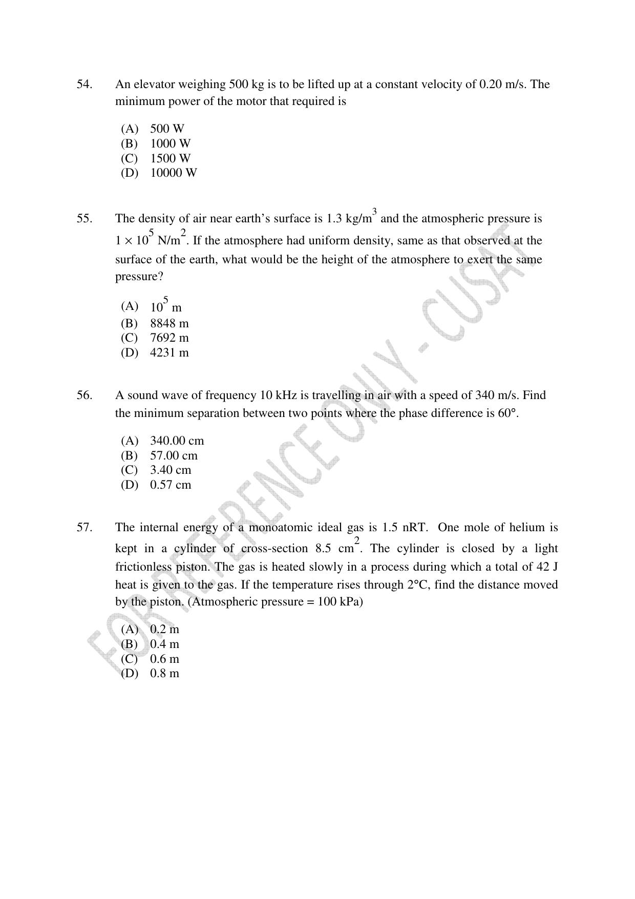 CUSAT CAT 2023 Test For Physics Chemistry Mathematics Shift IV Question Paper - Page 13