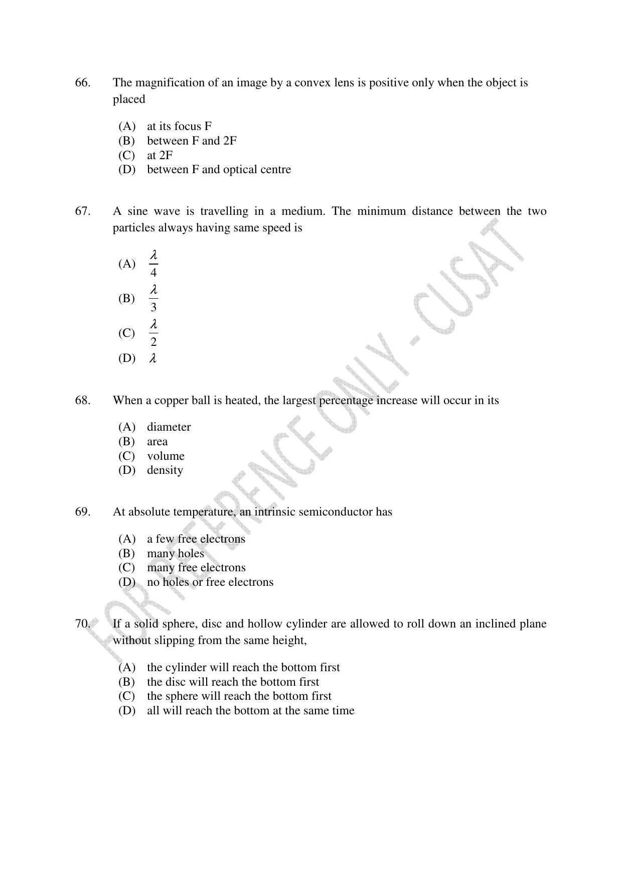 CUSAT CAT 2023 Test For Physics Chemistry Mathematics Shift IV Question Paper - Page 16