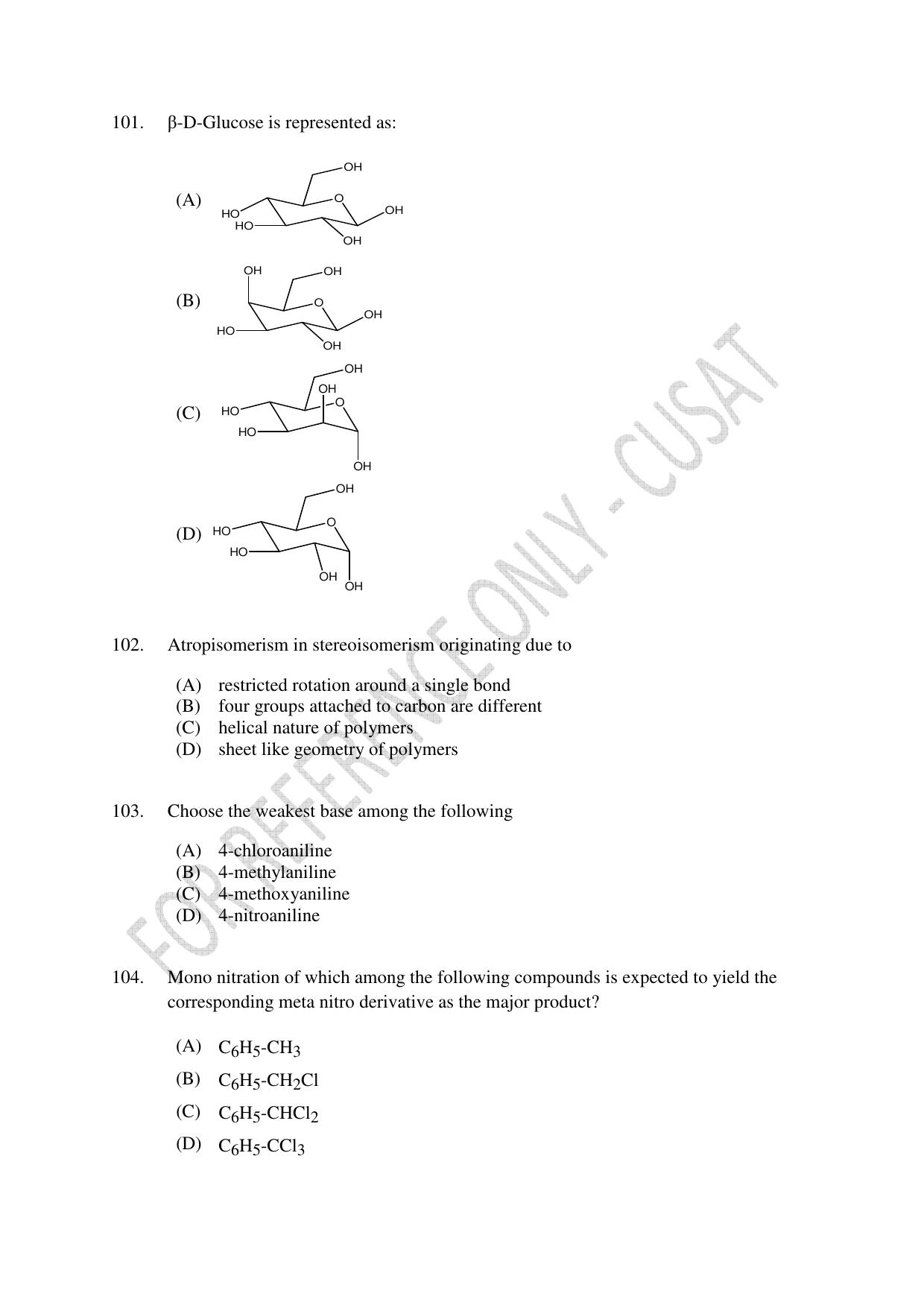 CUSAT CAT 2023 Test For Physics Chemistry Mathematics Shift IV Question Paper - Page 23