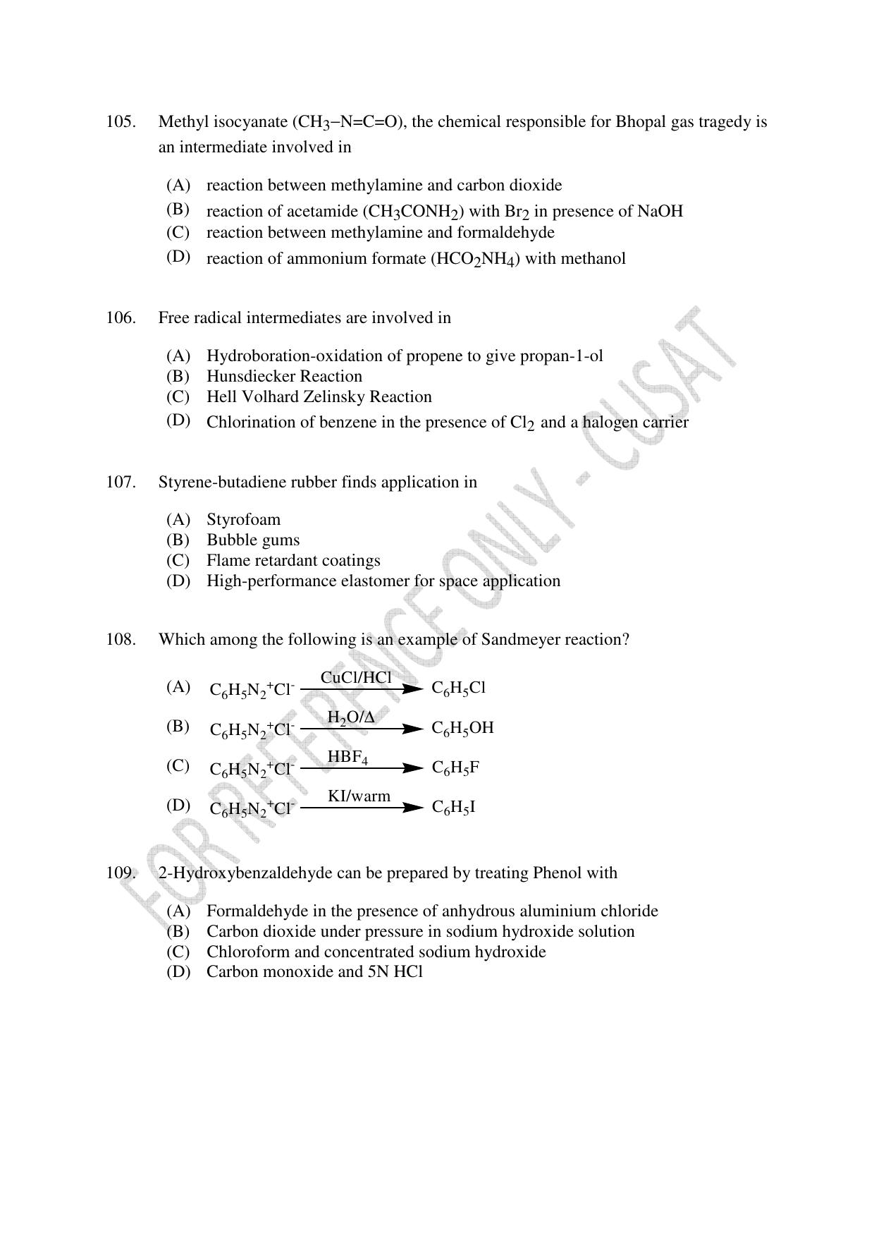CUSAT CAT 2023 Test For Physics Chemistry Mathematics Shift IV Question Paper - Page 24