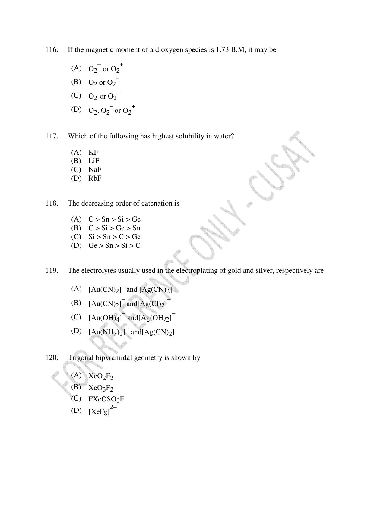 CUSAT CAT 2023 Test For Physics Chemistry Mathematics Shift IV Question Paper - Page 26