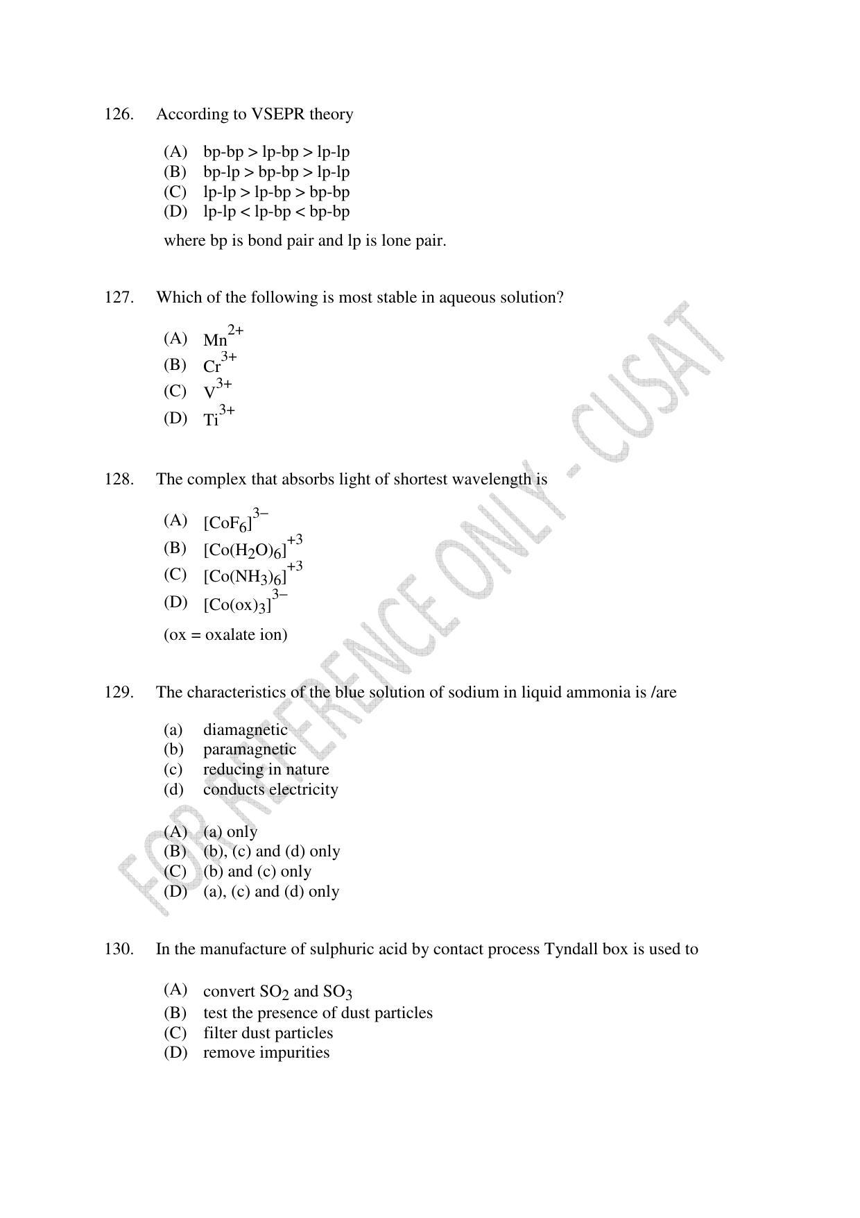 CUSAT CAT 2023 Test For Physics Chemistry Mathematics Shift IV Question Paper - Page 28