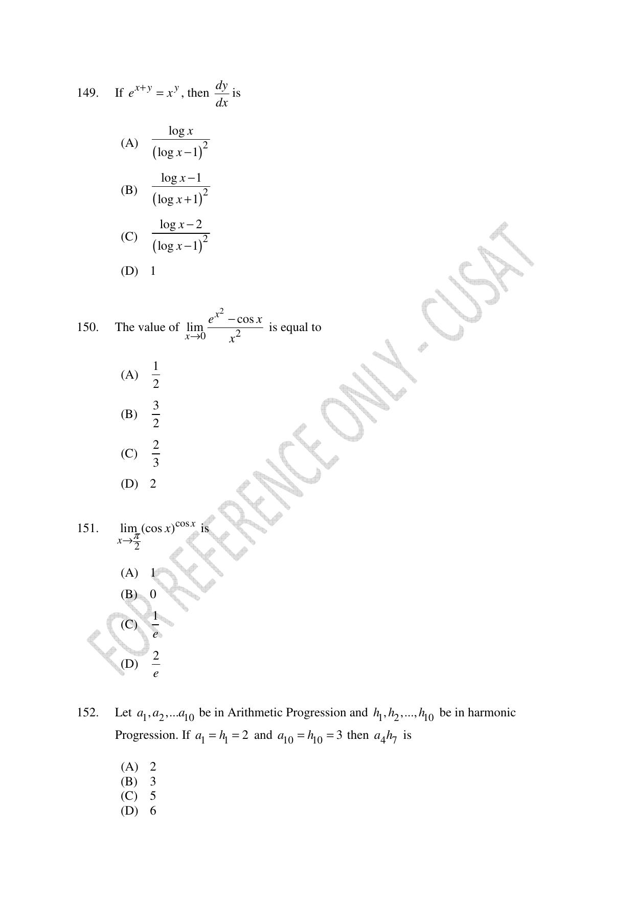CUSAT CAT 2023 Test For Physics Chemistry Mathematics Shift IV Question Paper - Page 33