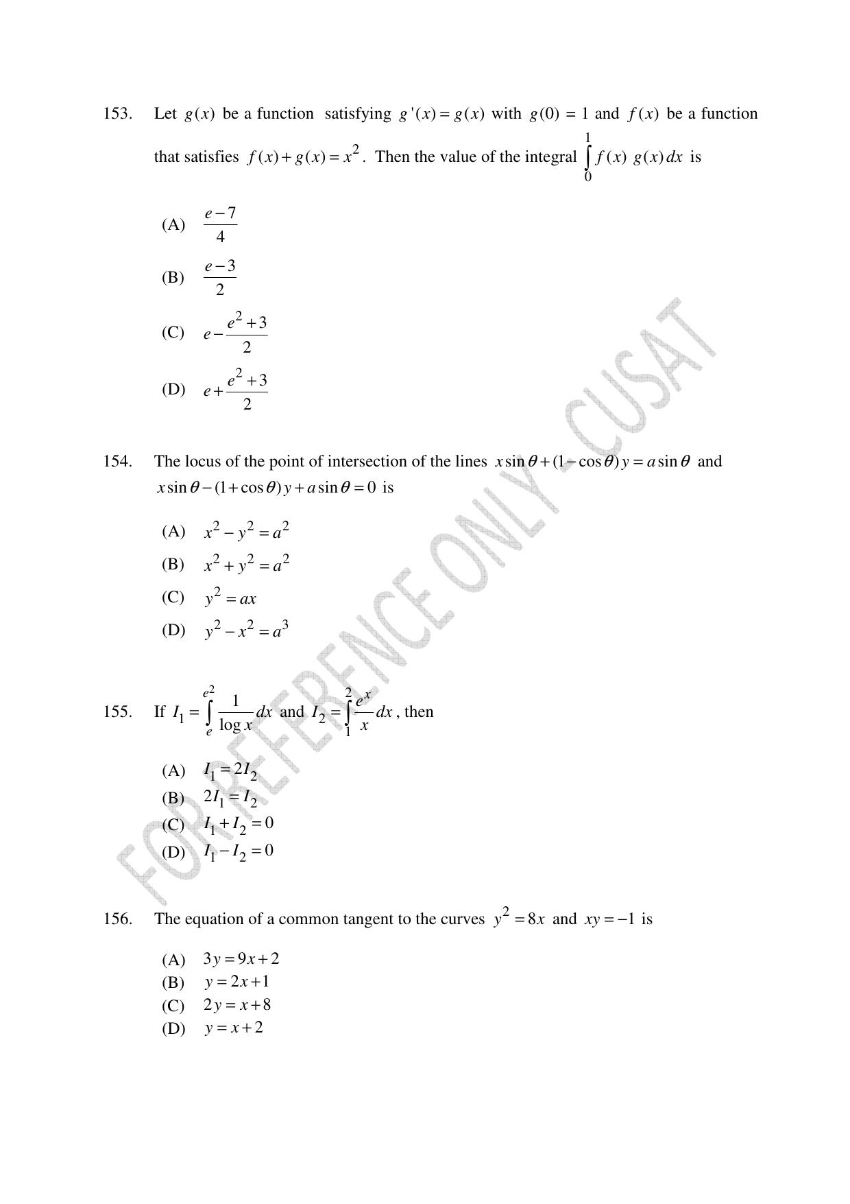 CUSAT CAT 2023 Test For Physics Chemistry Mathematics Shift IV Question Paper - Page 34