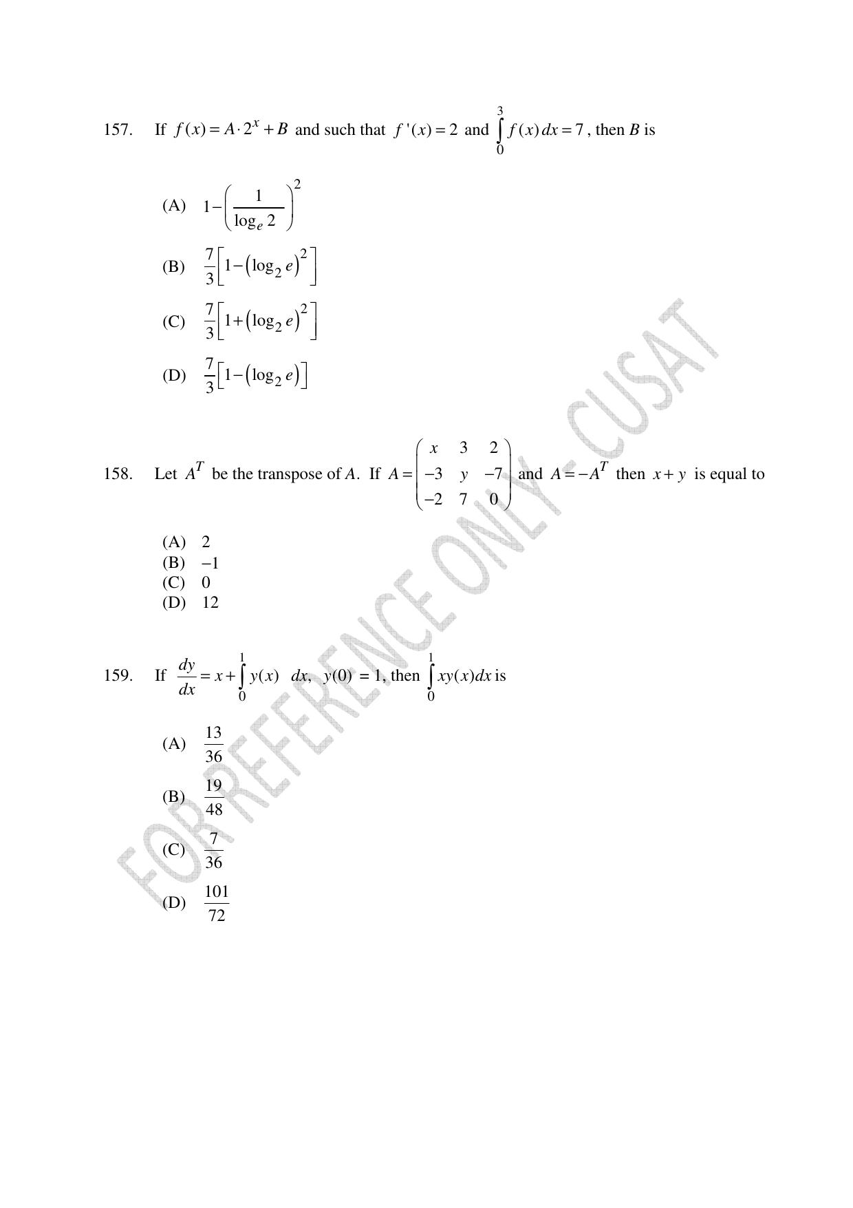 CUSAT CAT 2023 Test For Physics Chemistry Mathematics Shift IV Question Paper - Page 35