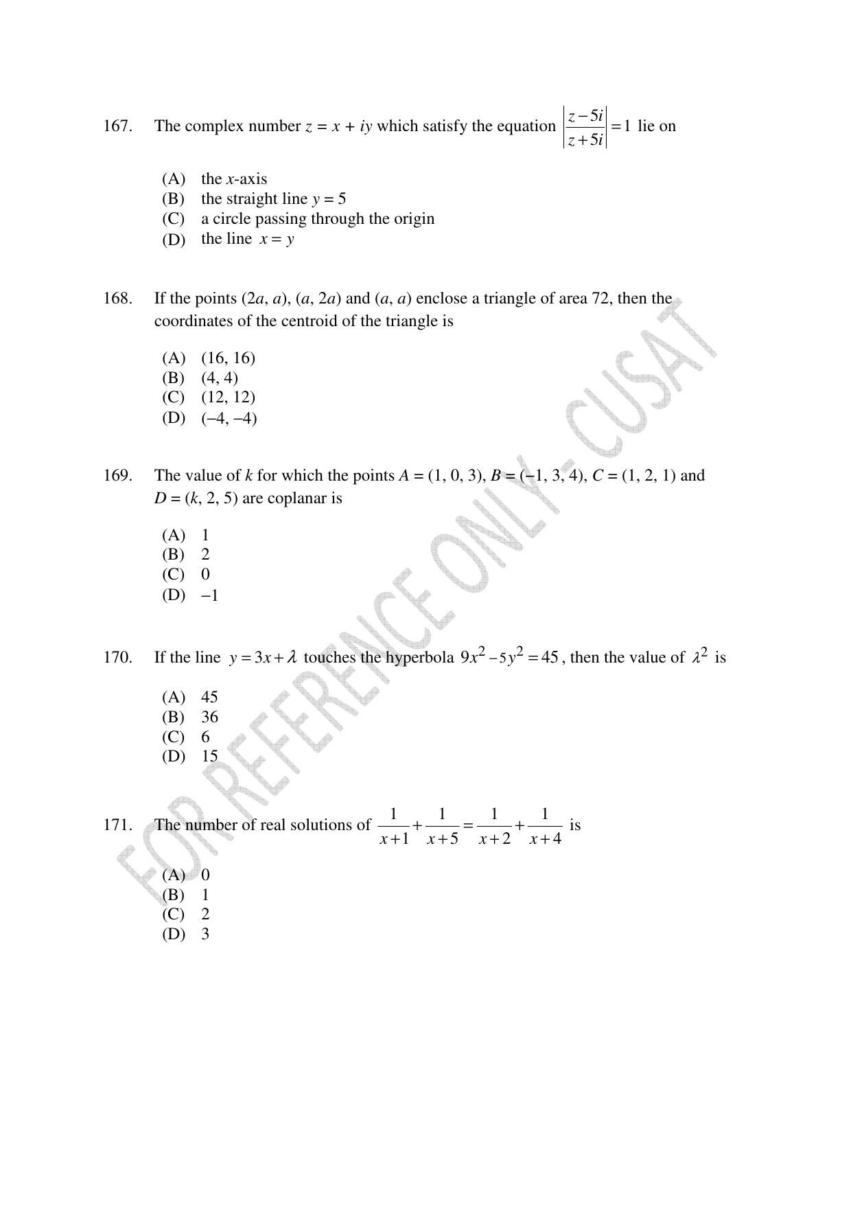 CUSAT CAT 2023 Test For Physics Chemistry Mathematics Shift IV Question Paper - Page 38