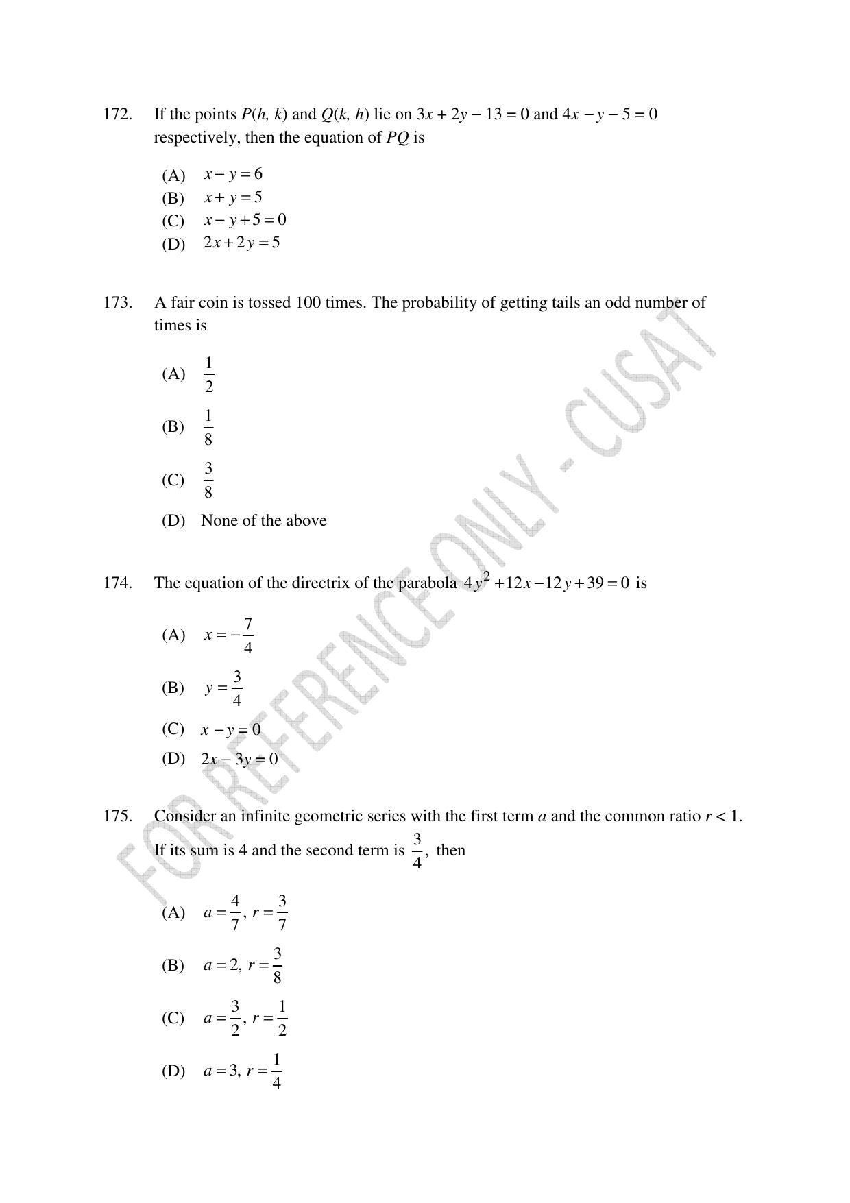 CUSAT CAT 2023 Test For Physics Chemistry Mathematics Shift IV Question Paper - Page 39