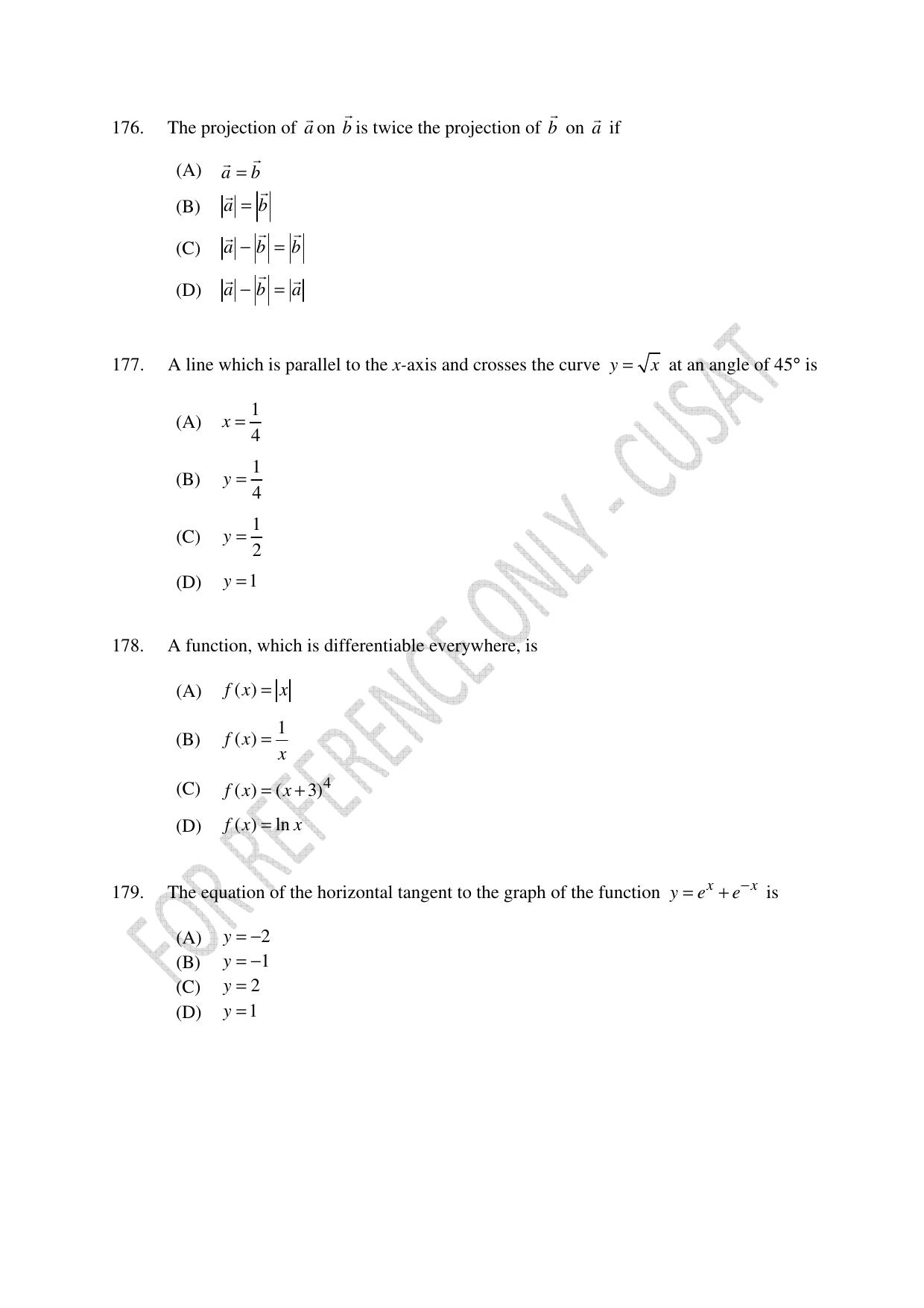 CUSAT CAT 2023 Test For Physics Chemistry Mathematics Shift IV Question Paper - Page 40