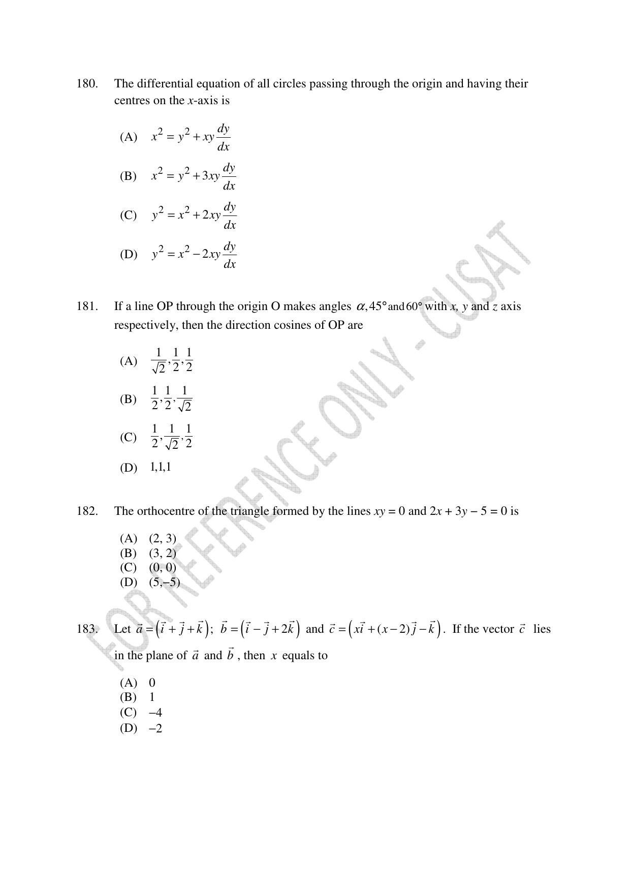 CUSAT CAT 2023 Test For Physics Chemistry Mathematics Shift IV Question Paper - Page 41