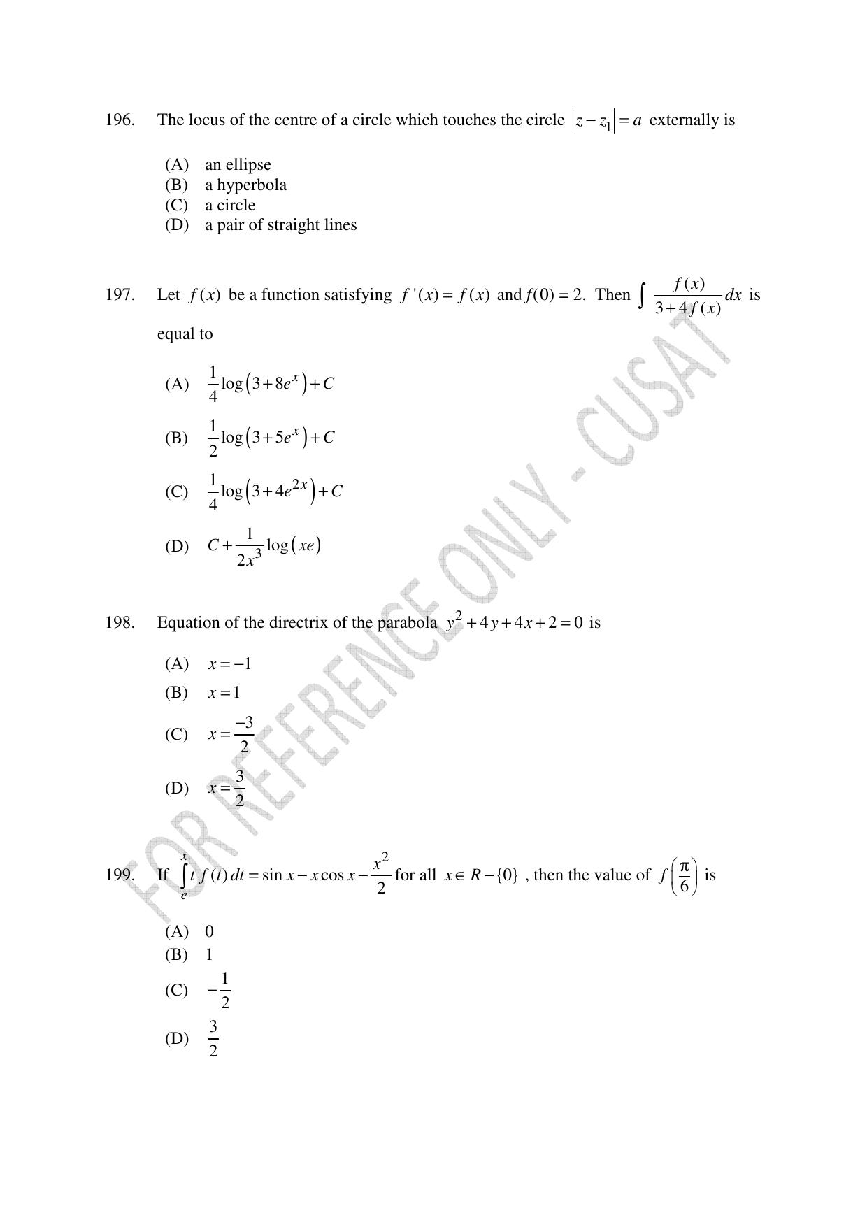 CUSAT CAT 2023 Test For Physics Chemistry Mathematics Shift IV Question Paper - Page 45