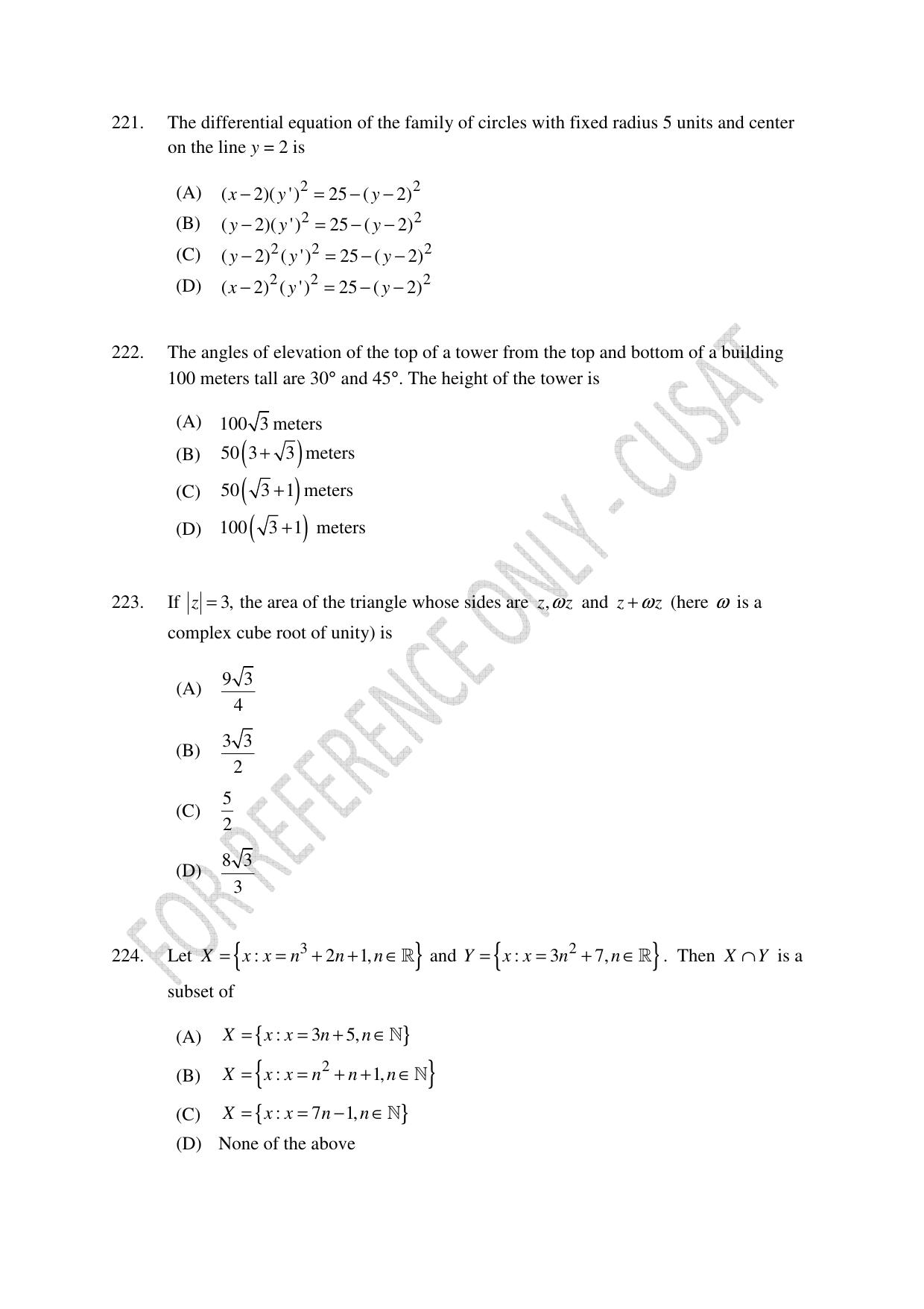 CUSAT CAT 2023 Test For Physics Chemistry Mathematics Shift IV Question Paper - Page 51