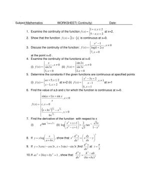 CBSE Class 12 Maths Continuity Assignment