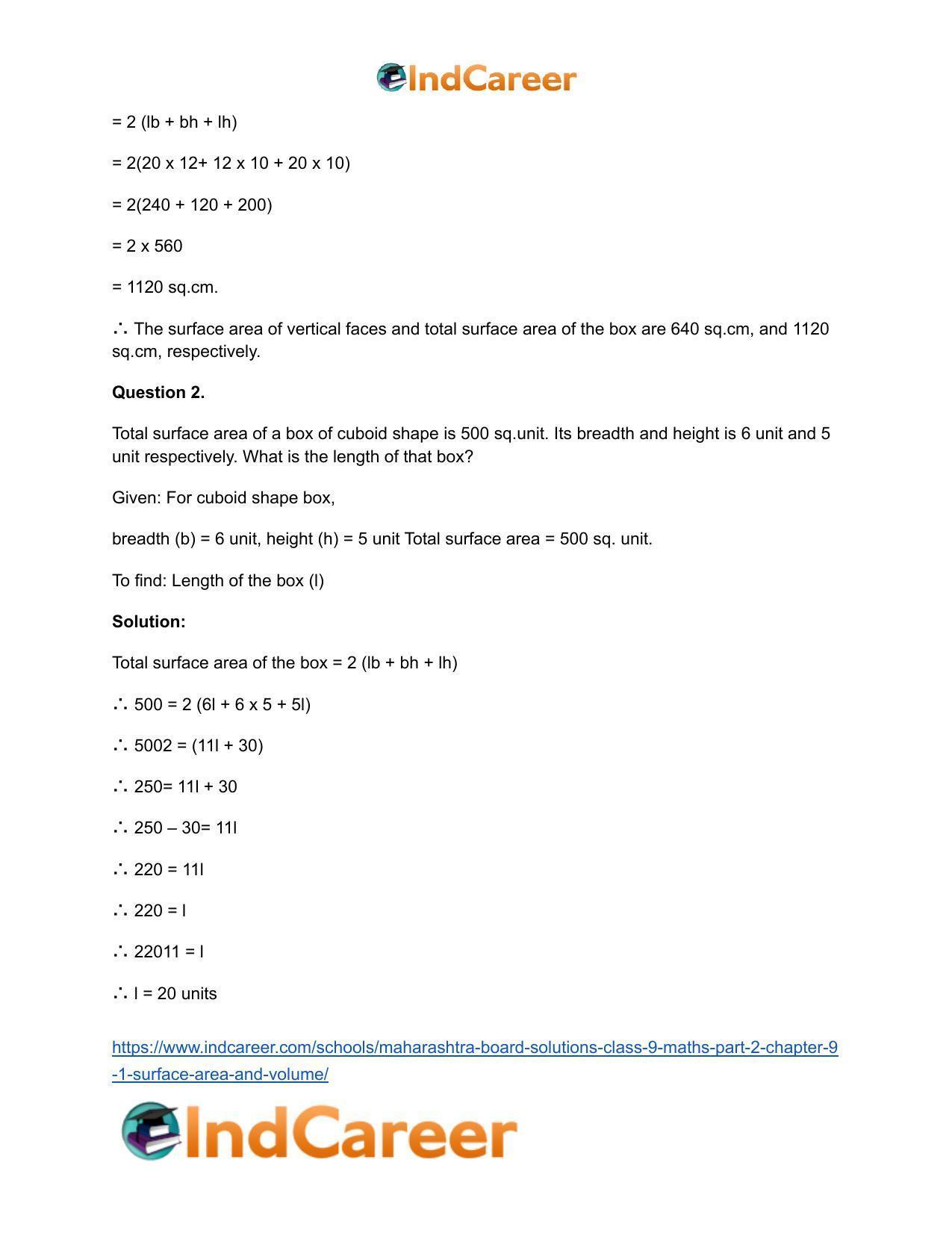 Maharashtra Board Solutions Class 9-Maths (Part 2): Chapter 9.1- Surface Area and Volume - Page 3