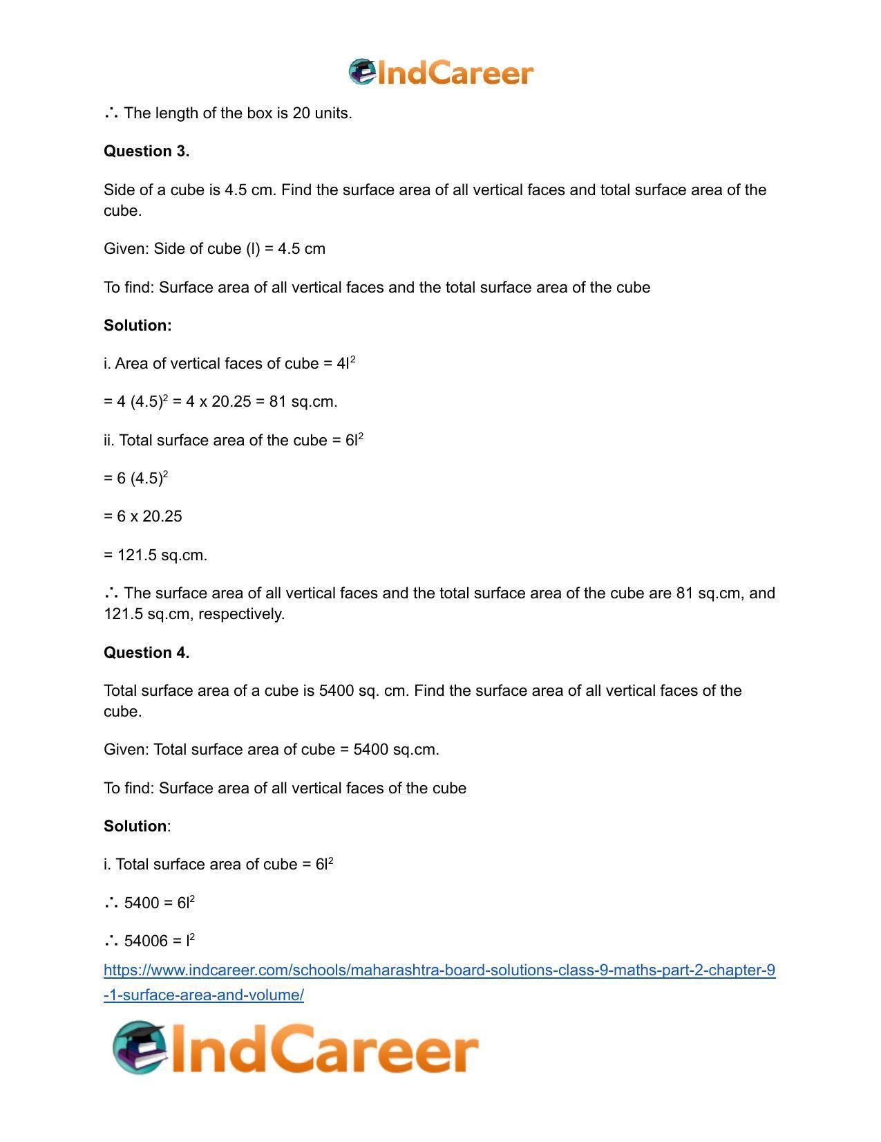 Maharashtra Board Solutions Class 9-Maths (Part 2): Chapter 9.1- Surface Area and Volume - Page 4