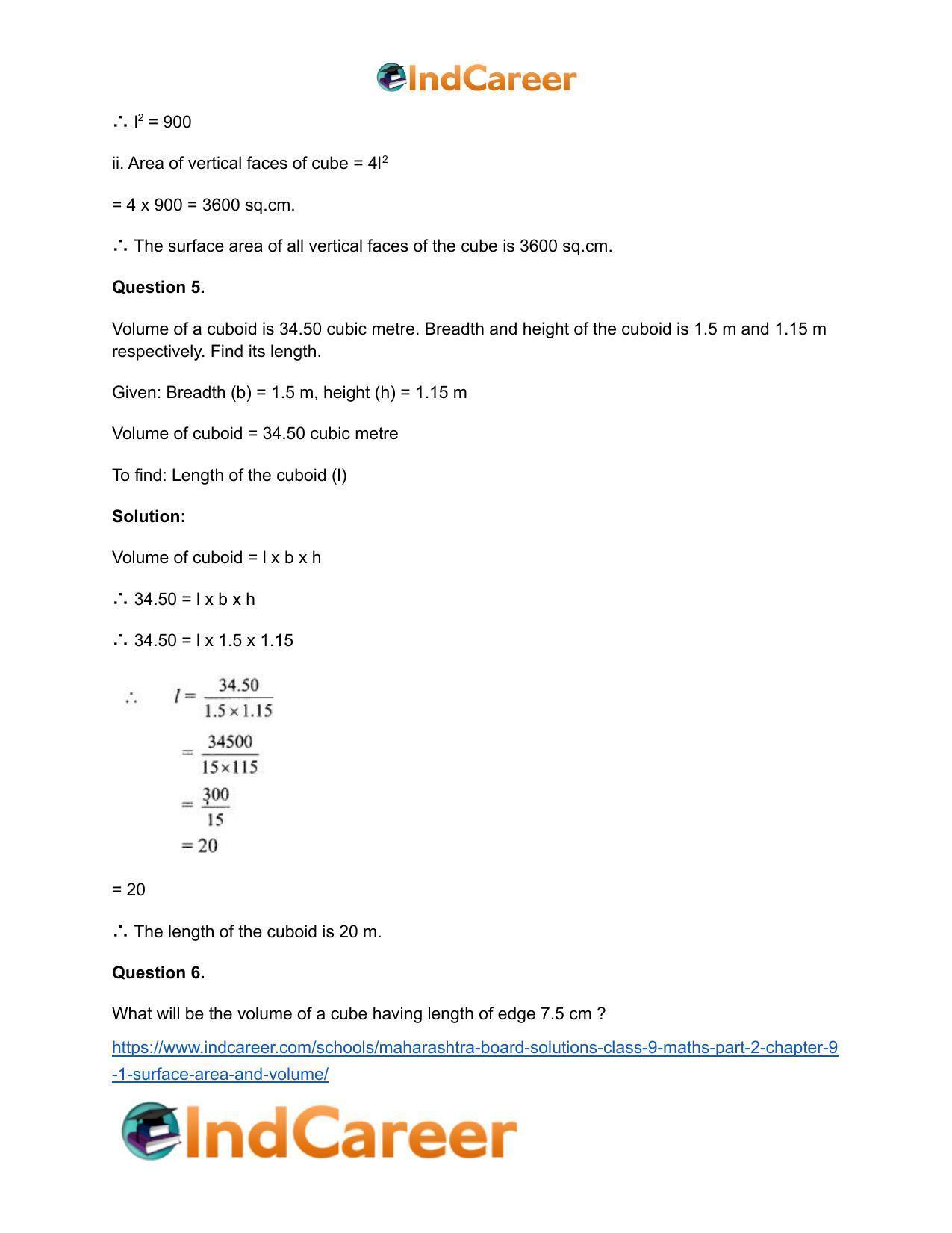 Maharashtra Board Solutions Class 9-Maths (Part 2): Chapter 9.1- Surface Area and Volume - Page 5
