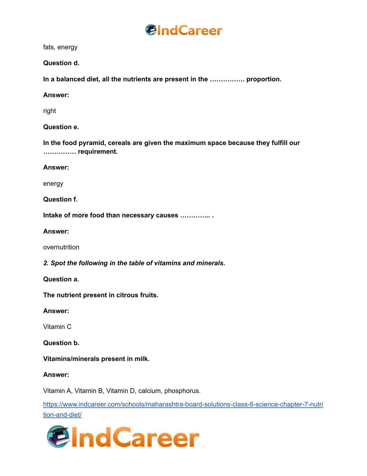 Maharashtra Board Solutions Class 6-Science: Chapter 7- Nutrition and Diet - Page 3