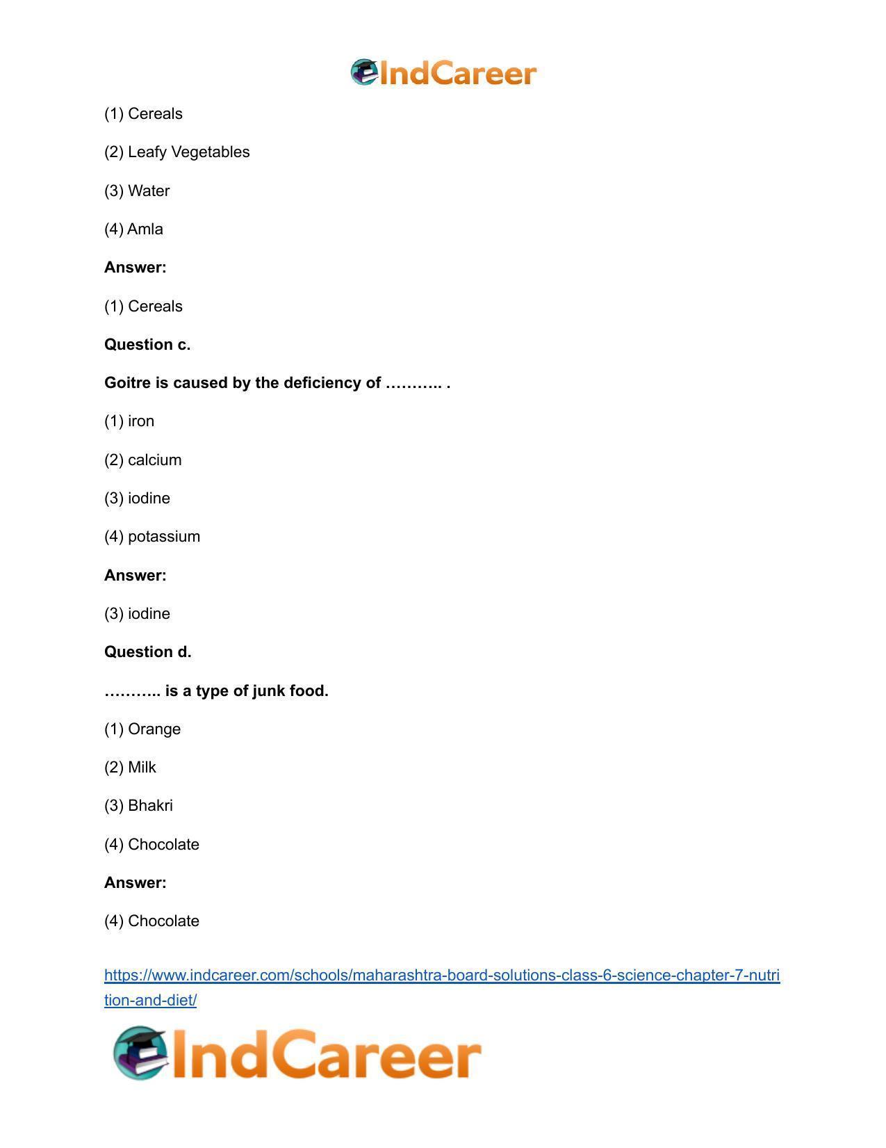 Maharashtra Board Solutions Class 6-Science: Chapter 7- Nutrition and Diet - Page 6