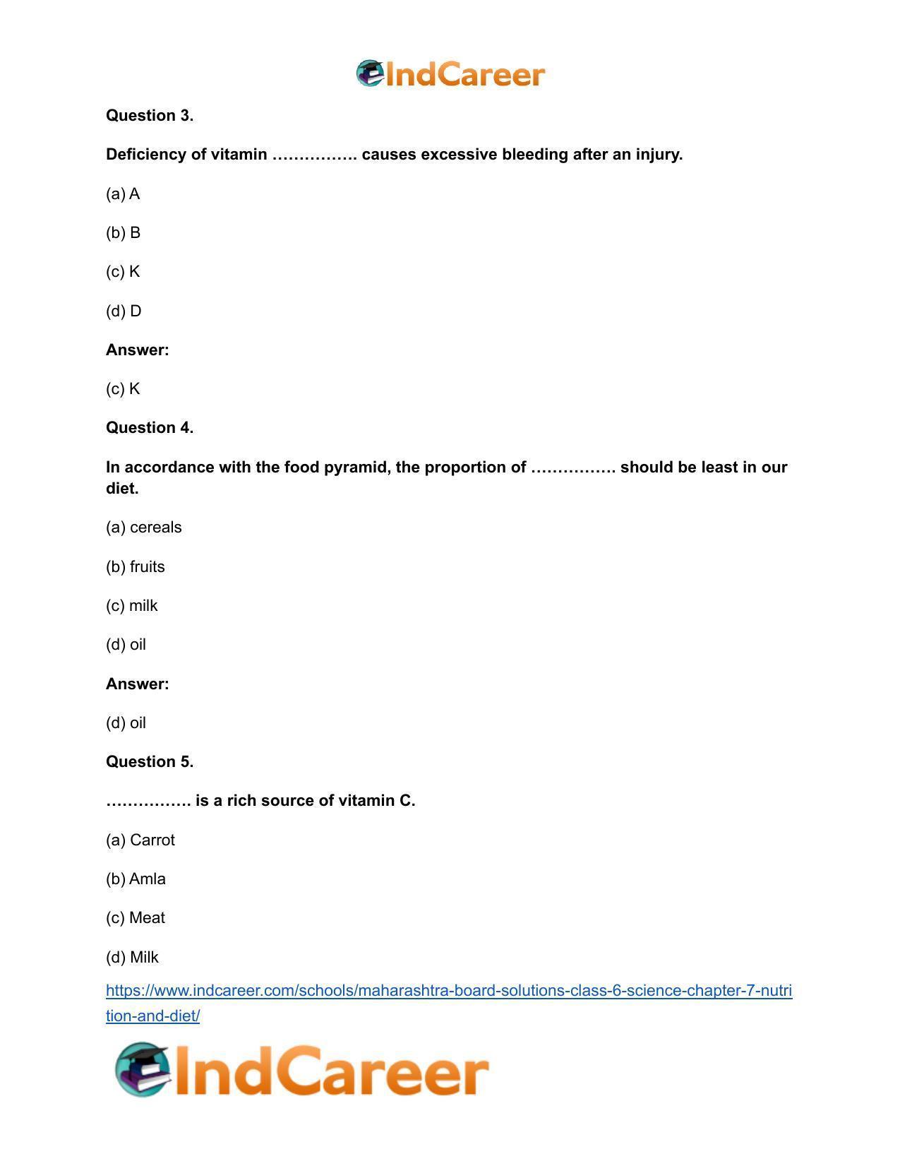 Maharashtra Board Solutions Class 6-Science: Chapter 7- Nutrition and Diet - Page 9