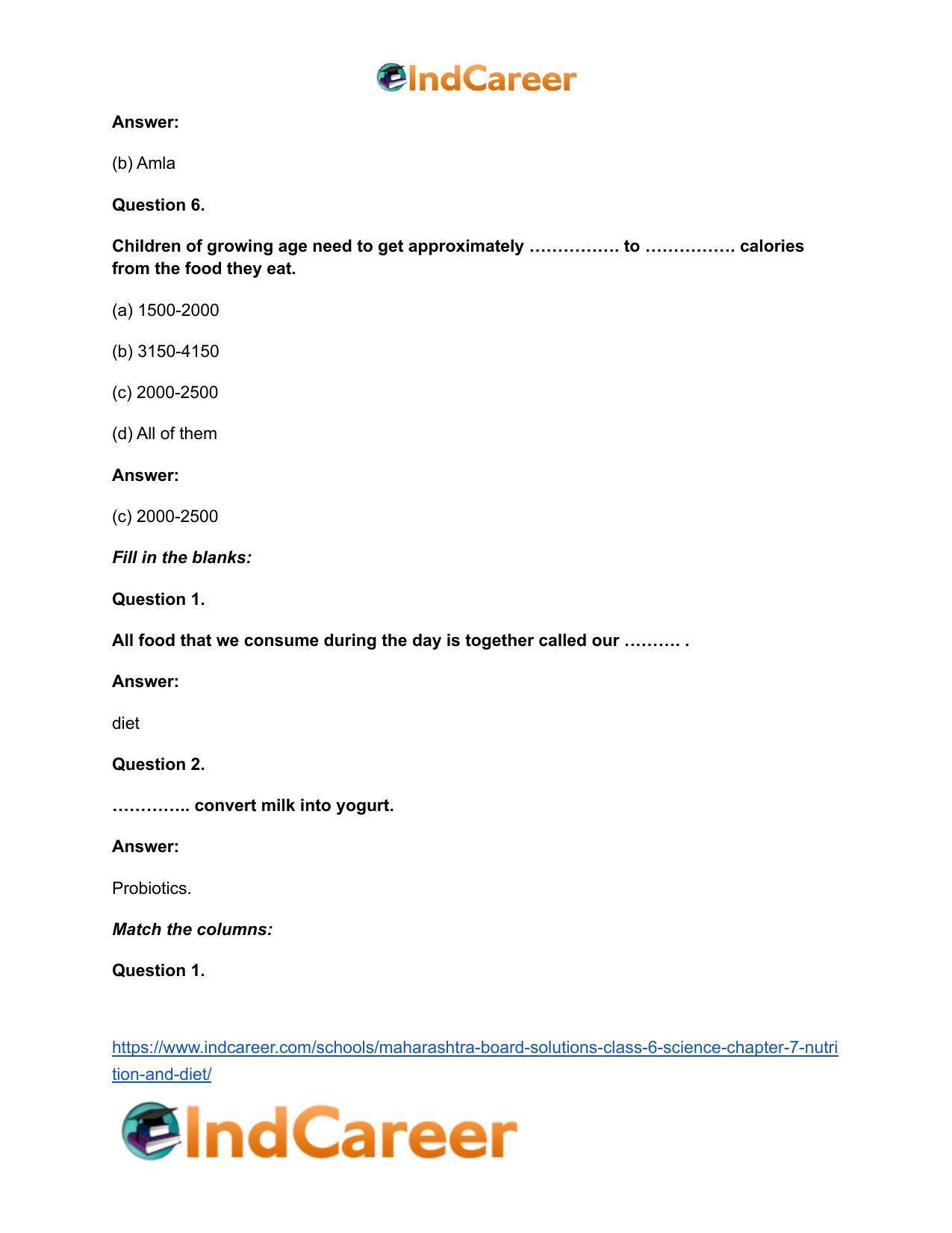 Maharashtra Board Solutions Class 6-Science: Chapter 7- Nutrition and Diet - Page 10