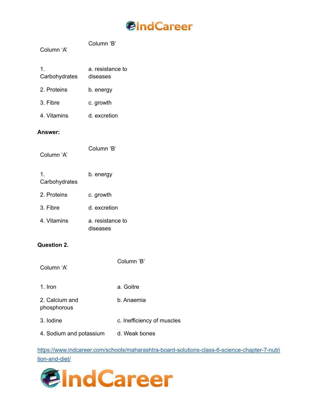 Maharashtra Board Solutions Class 6-Science: Chapter 7- Nutrition and Diet - Page 11