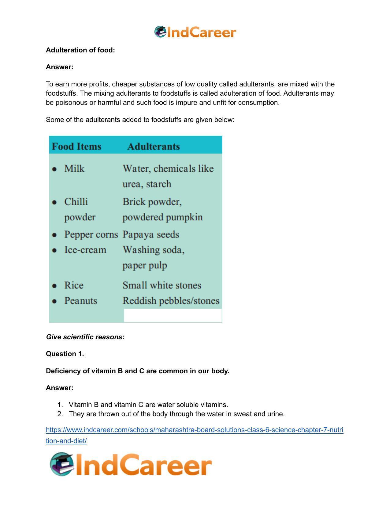 Maharashtra Board Solutions Class 6-Science: Chapter 7- Nutrition and Diet - Page 17