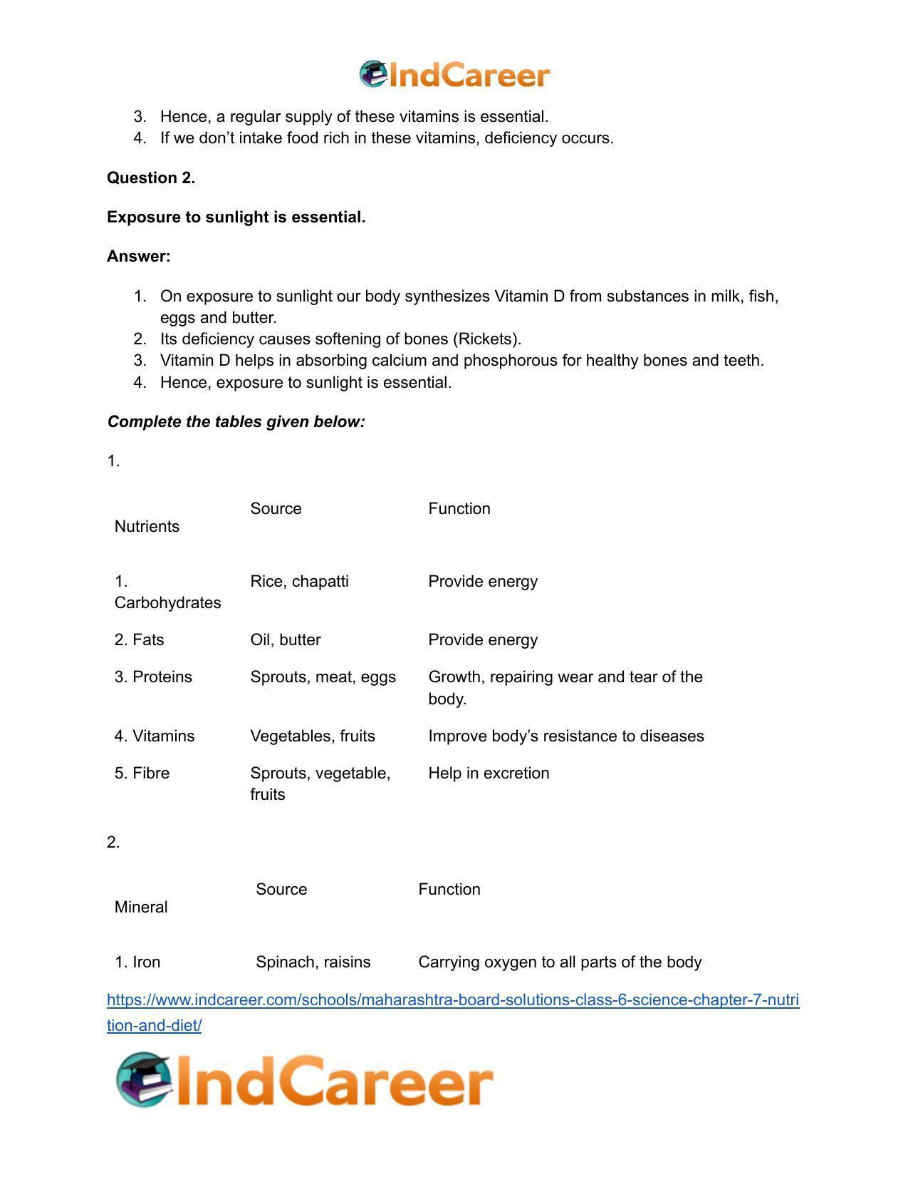 Maharashtra Board Solutions Class 6-Science: Chapter 7- Nutrition and Diet - Page 18